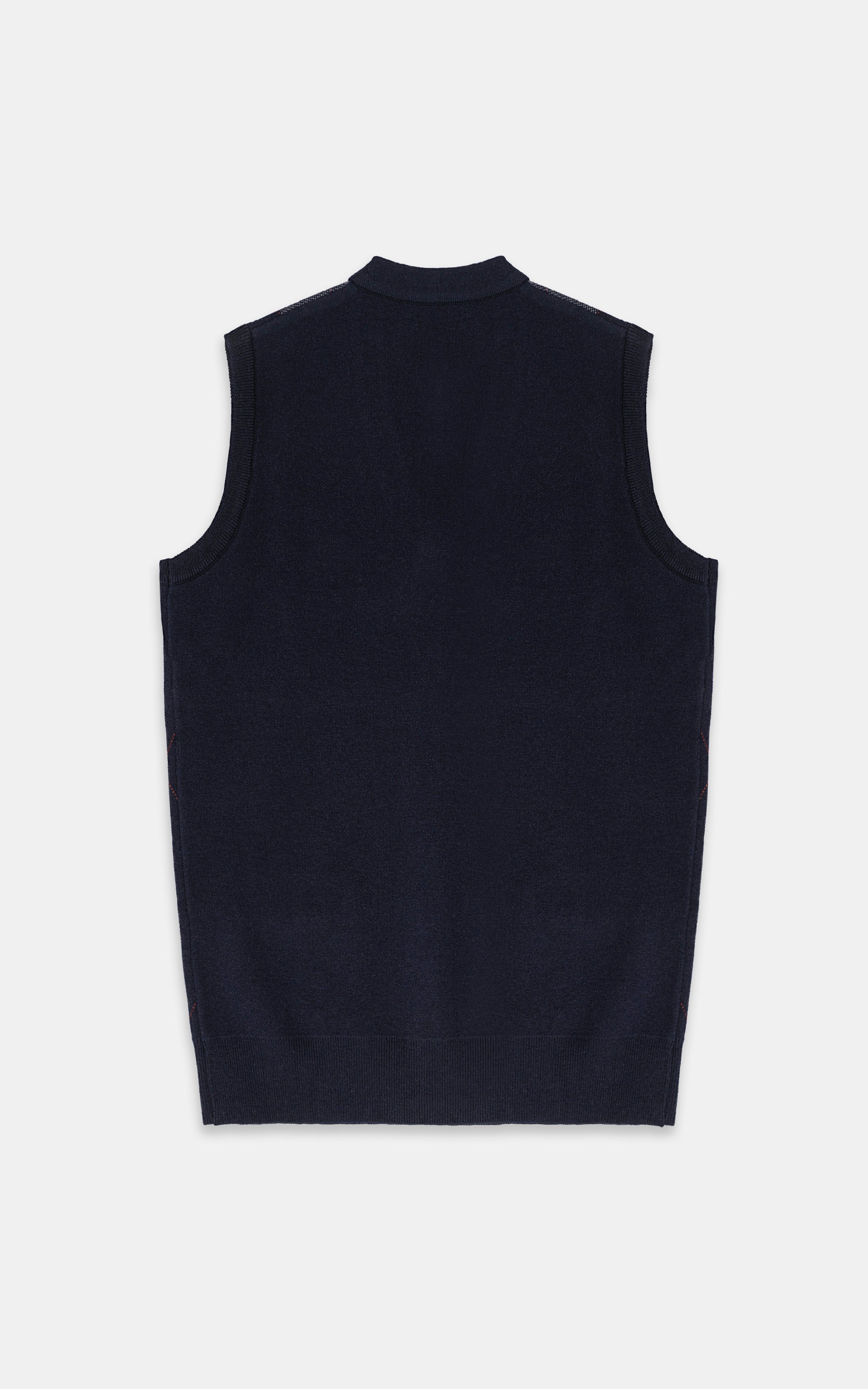 SLEEVELESS BUTTON FRONT SWEATER NAVY GREY