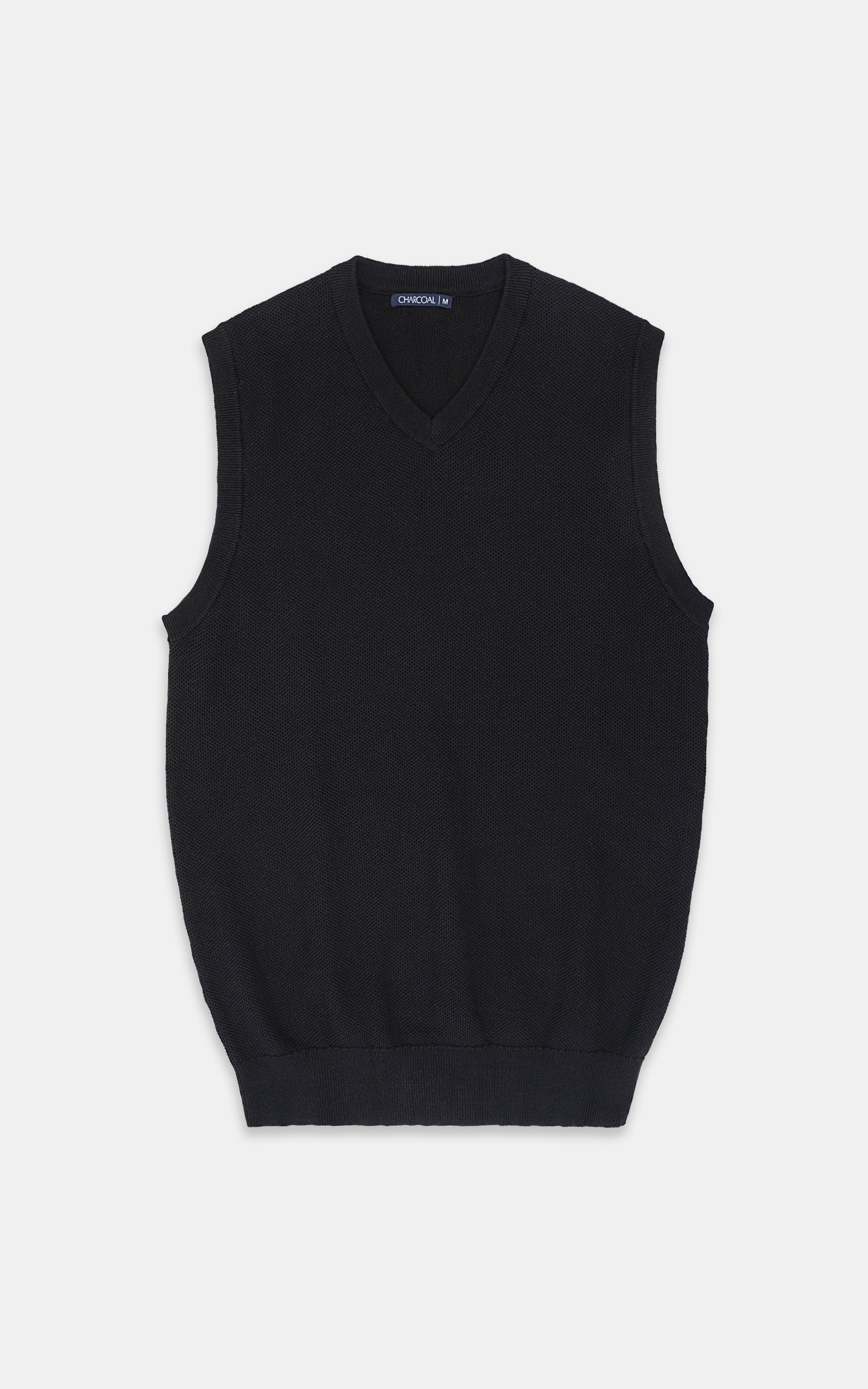 SWEATER V NECK SLEEVELESS BLACK