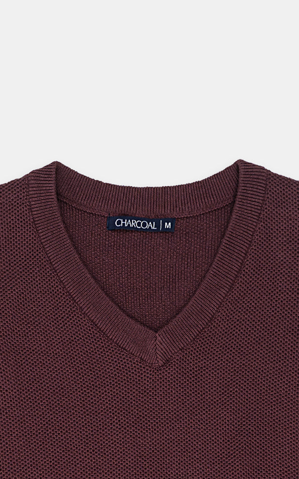 SWEATER V NECK SLEEVELESS DULL MAROON