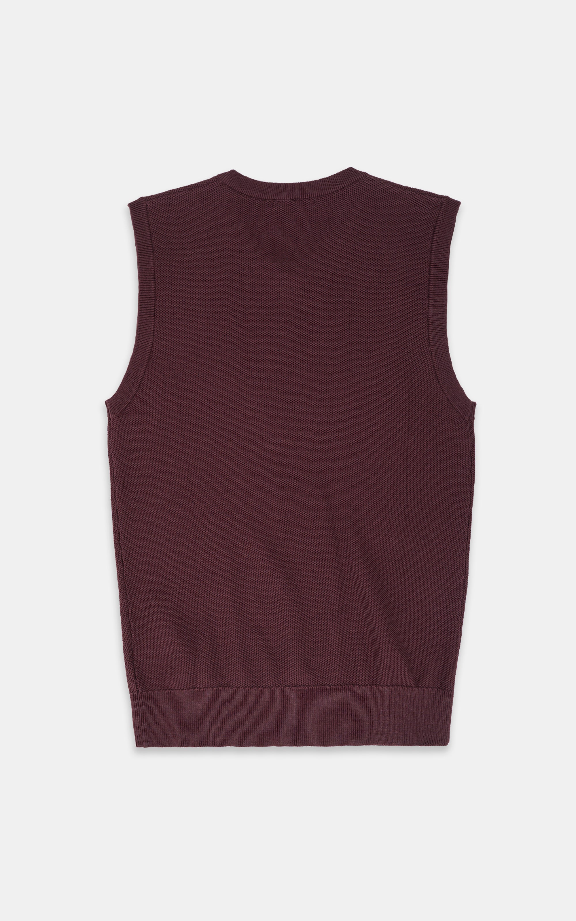 SWEATER V NECK SLEEVELESS DULL MAROON