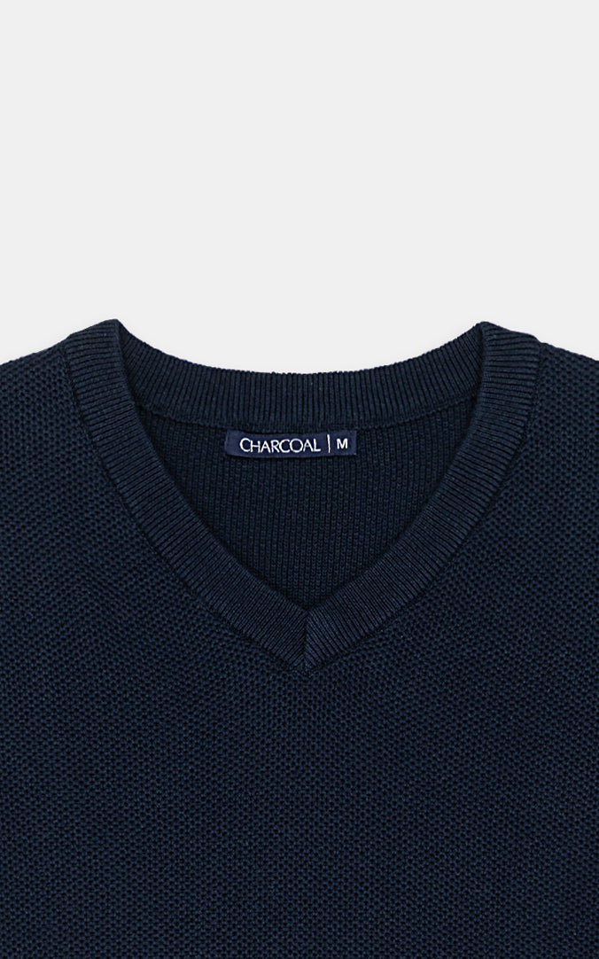 SWEATER V NECK SLEEVELESS NAVY