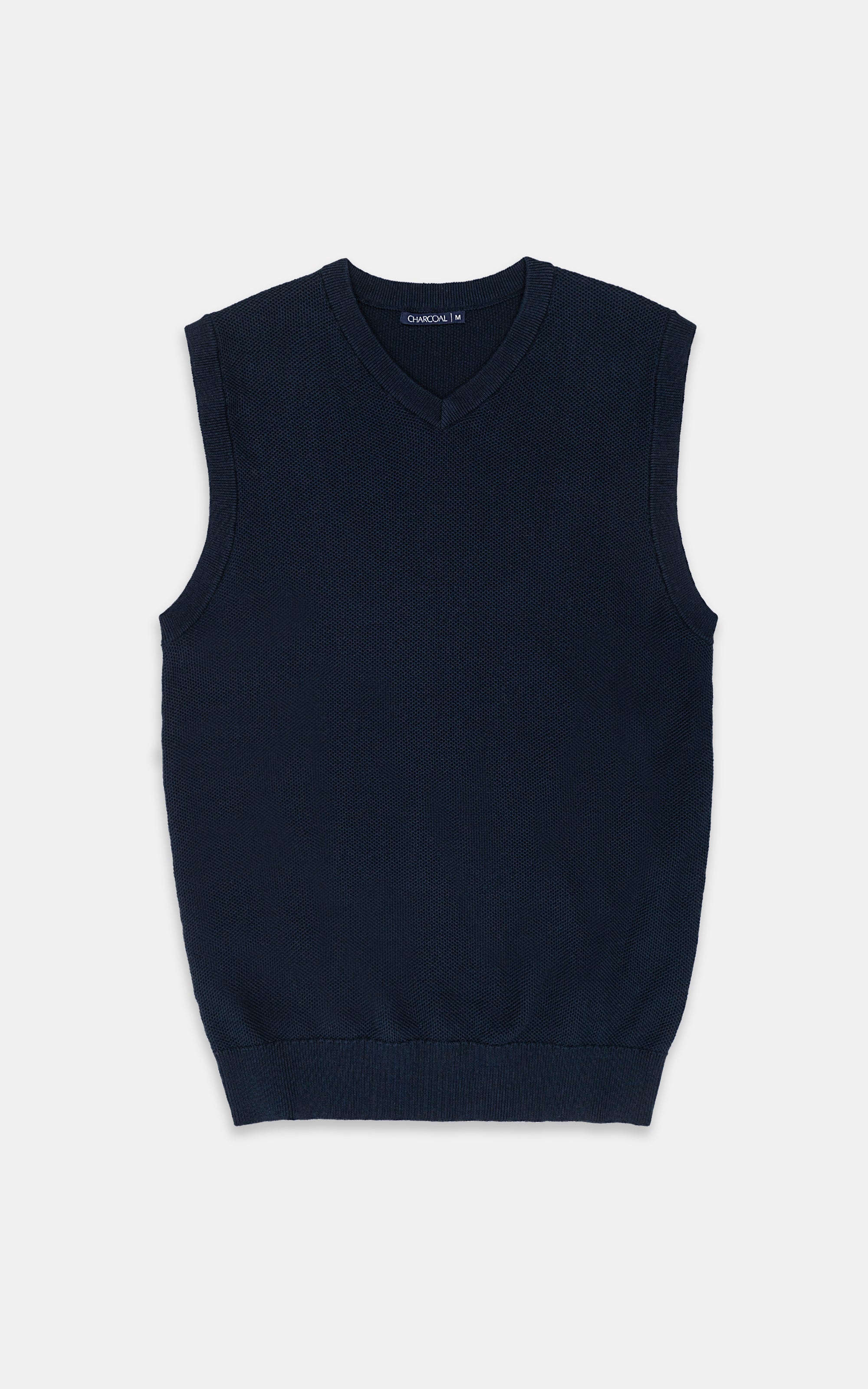 SWEATER V NECK SLEEVELESS NAVY