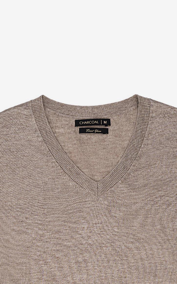 SWEATER V NECK LIGHT BROWN