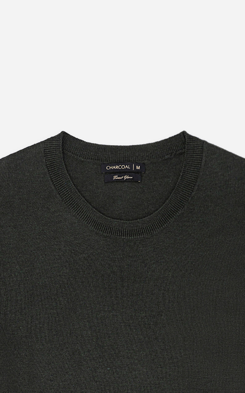 SWEATER CREW NECKLINE BOTTLE GREEN