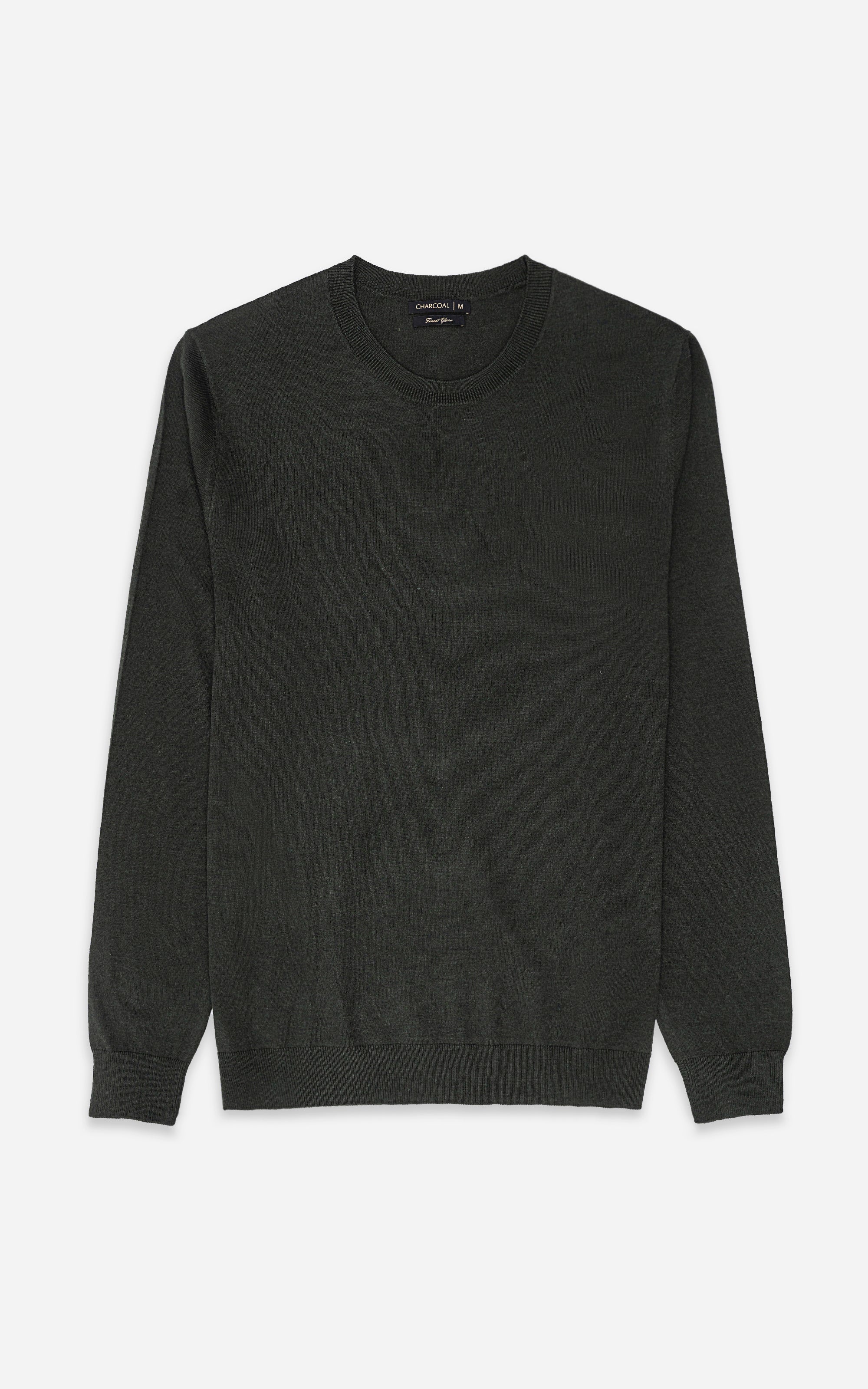 SWEATER CREW NECKLINE BOTTLE GREEN