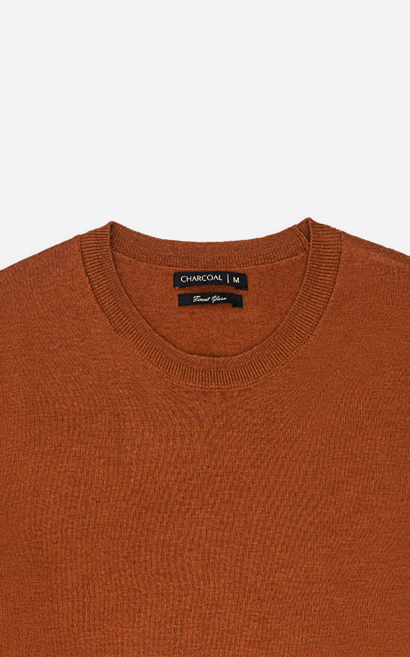 SWEATER CREW NECKLINE RUST