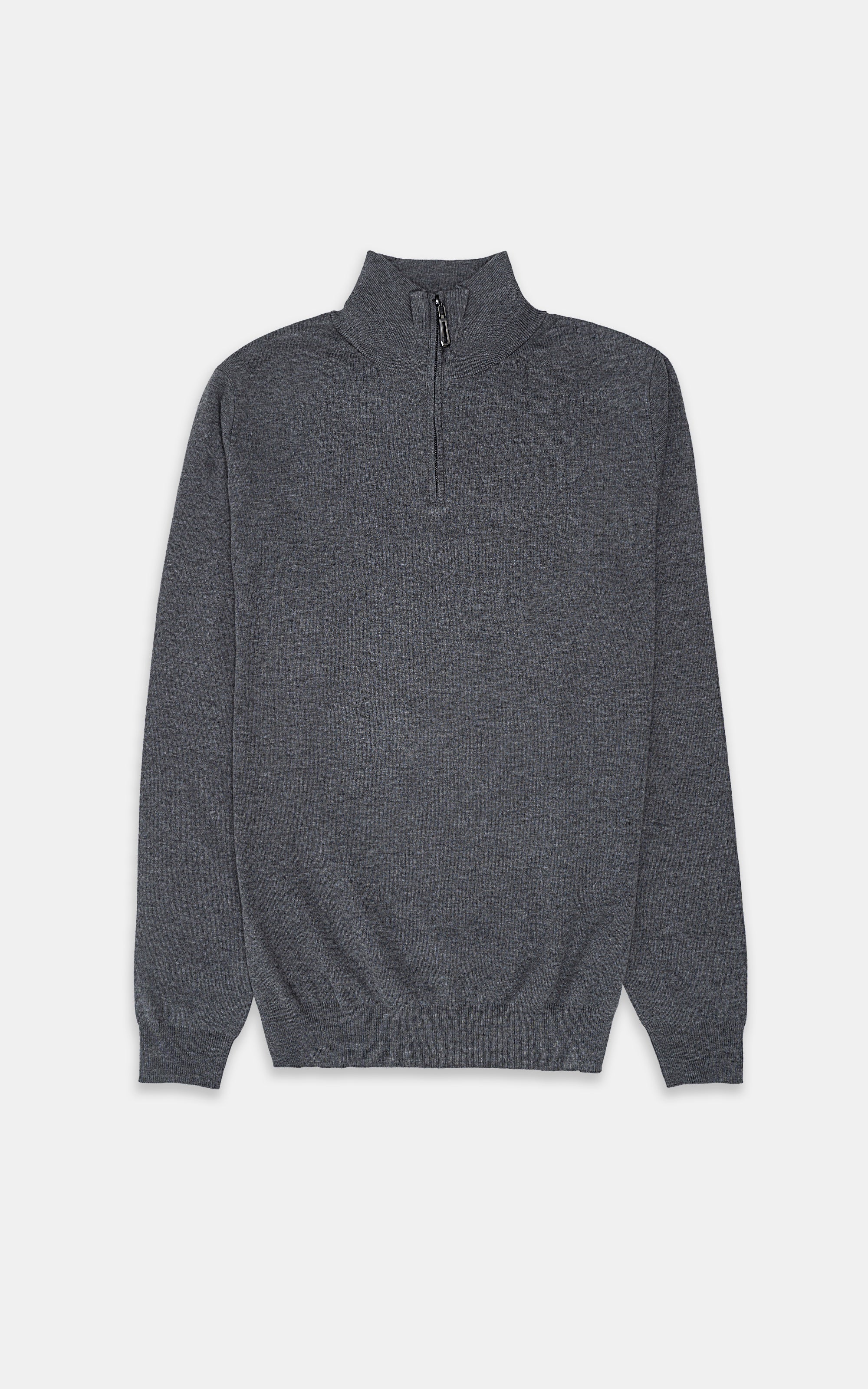 MOCK NECK ZIPPER SWEATER GREY