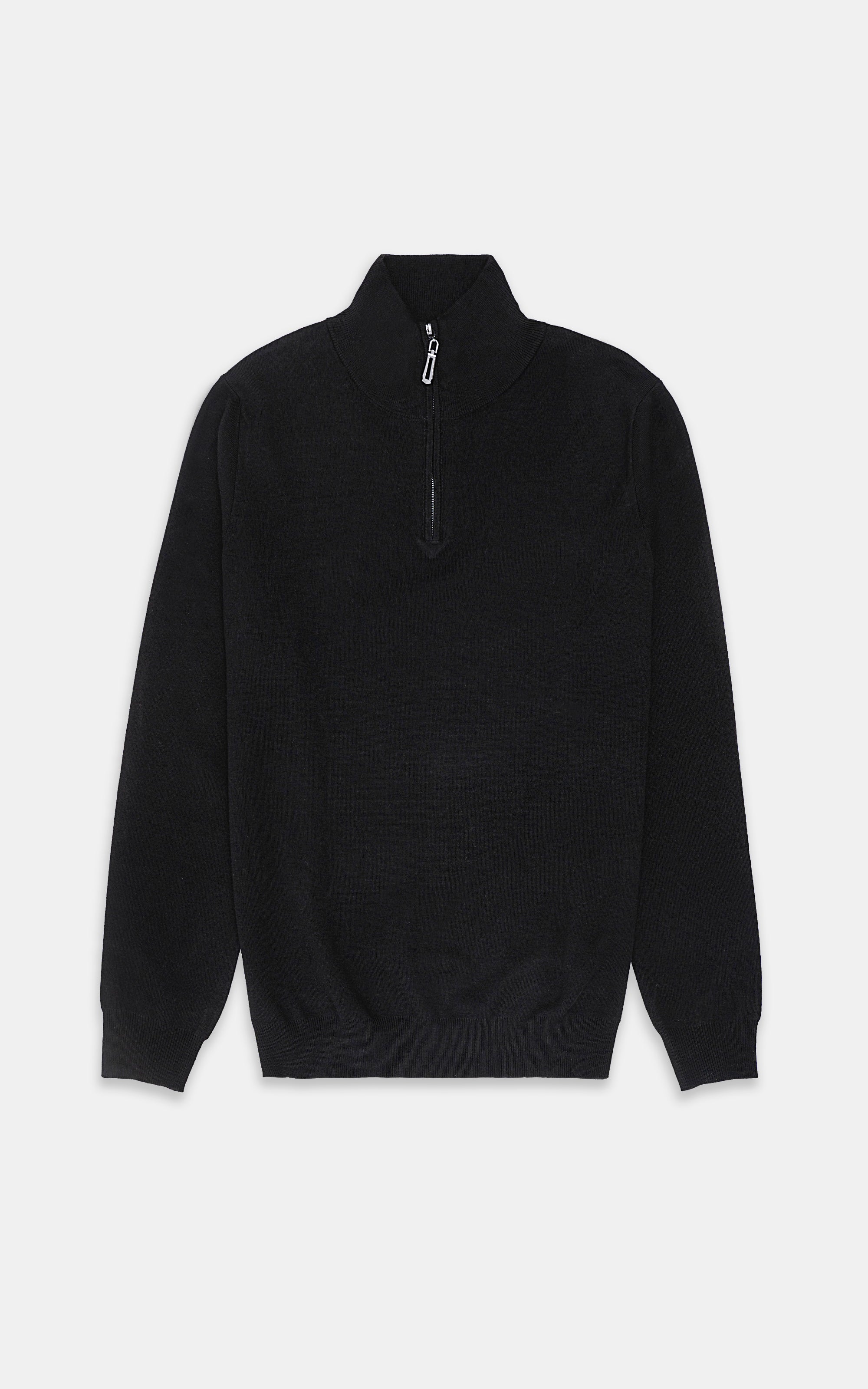 MOCK NECK ZIPPER SWEATER BLACK