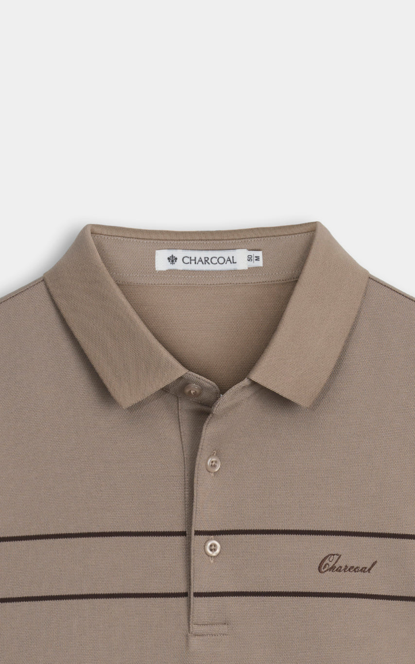 SMART FIT CLASSIC PREMIUM STRIPED POLO SHIRT BROWN