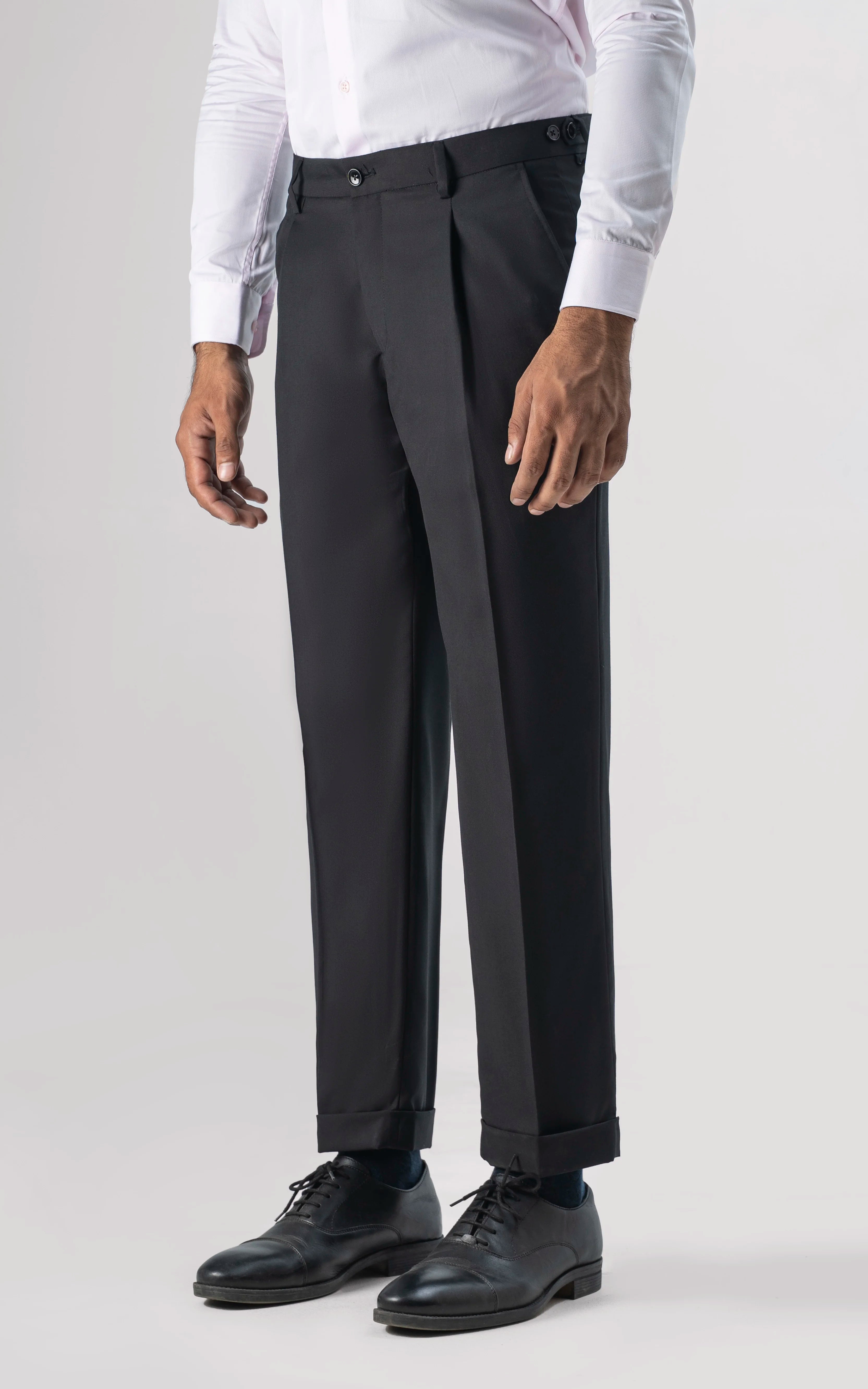 Adjustable Pleated Pant Charcoal