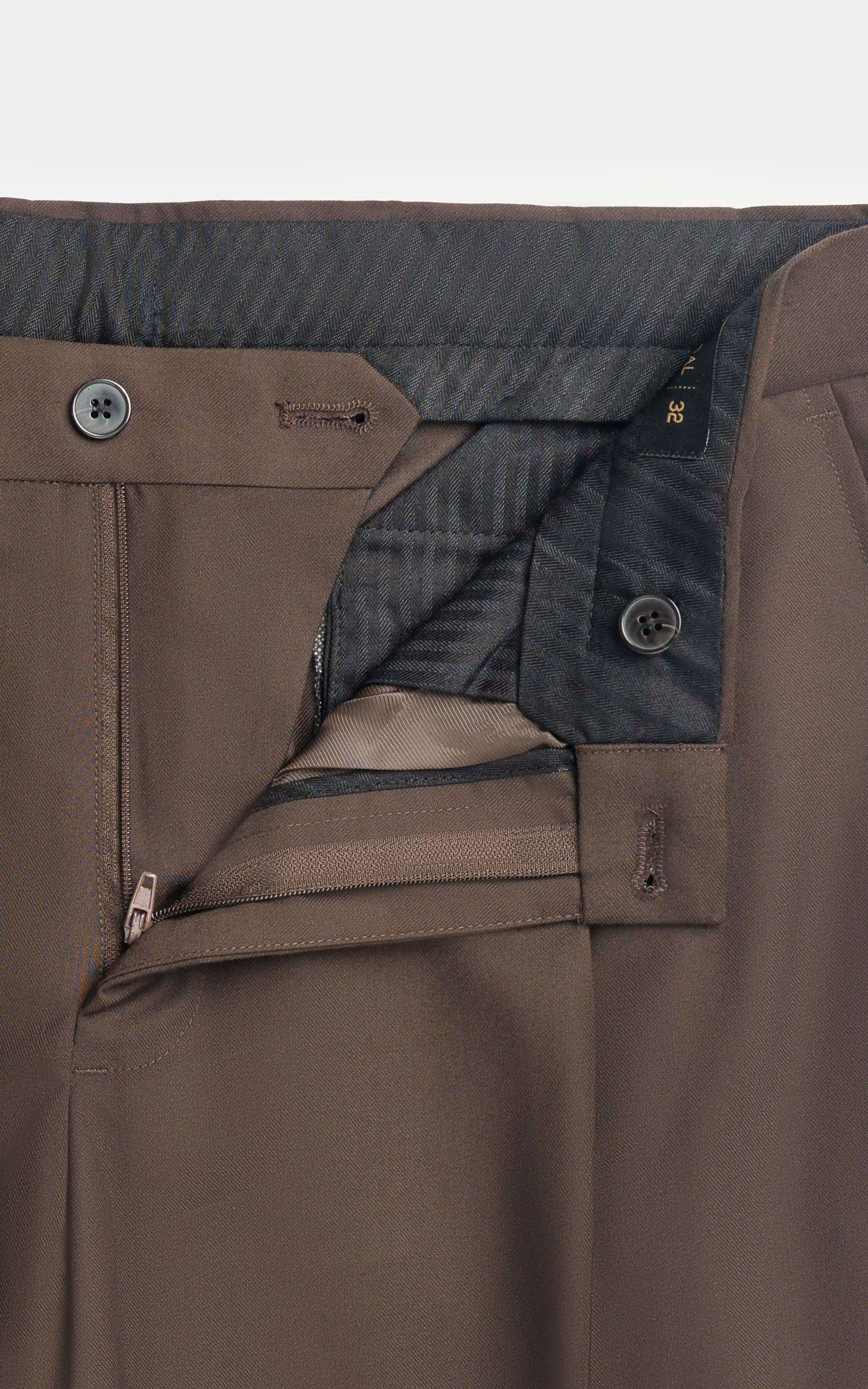 Adjustable Pleated Pant Dark Brown