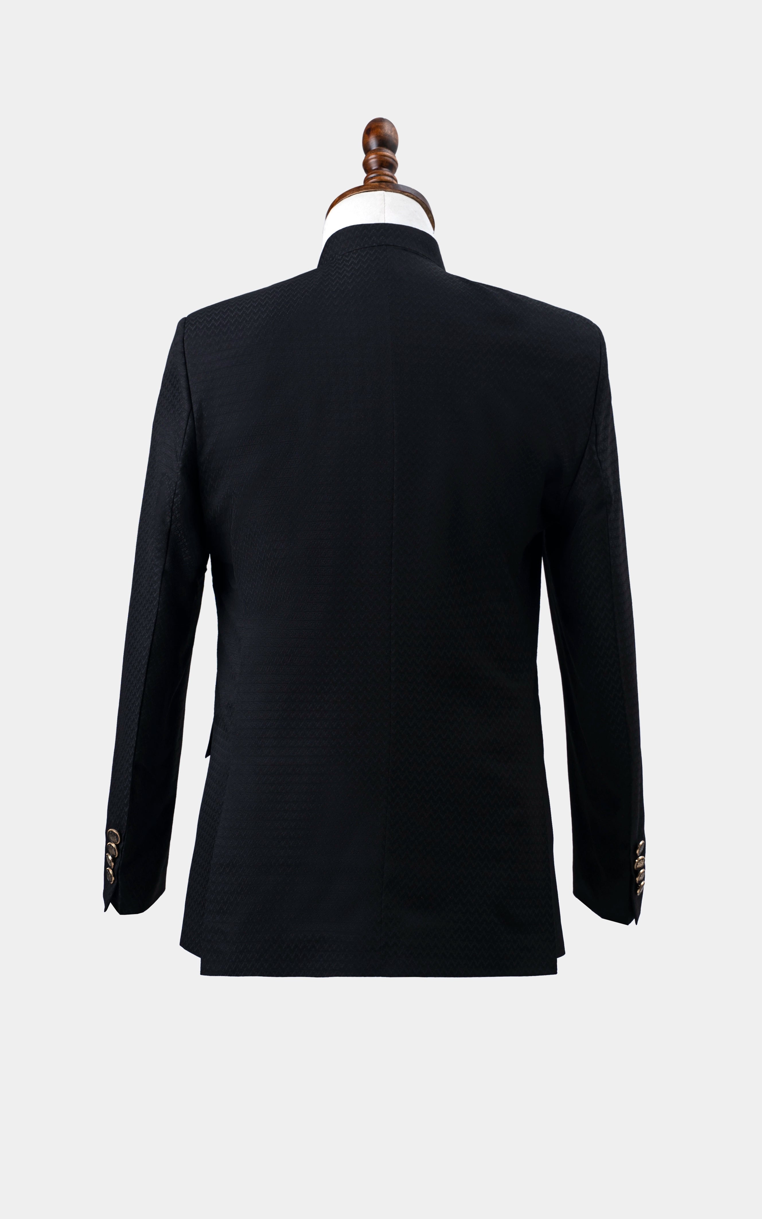 TEXTURED BLENDED PRINCE COAT | FESTIVE COLLECTION BLACK