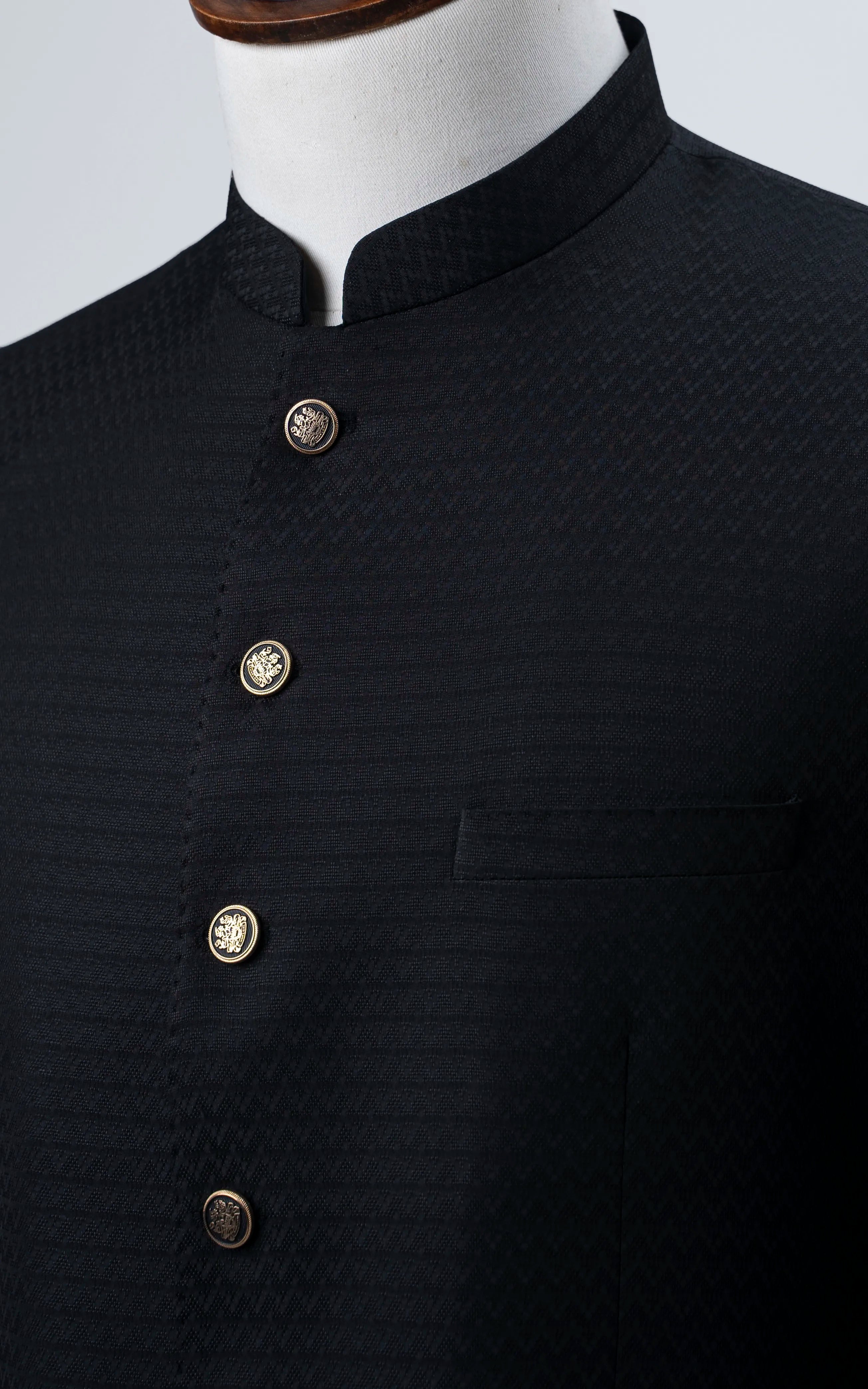 TEXTURED BLENDED PRINCE COAT | FESTIVE COLLECTION BLACK