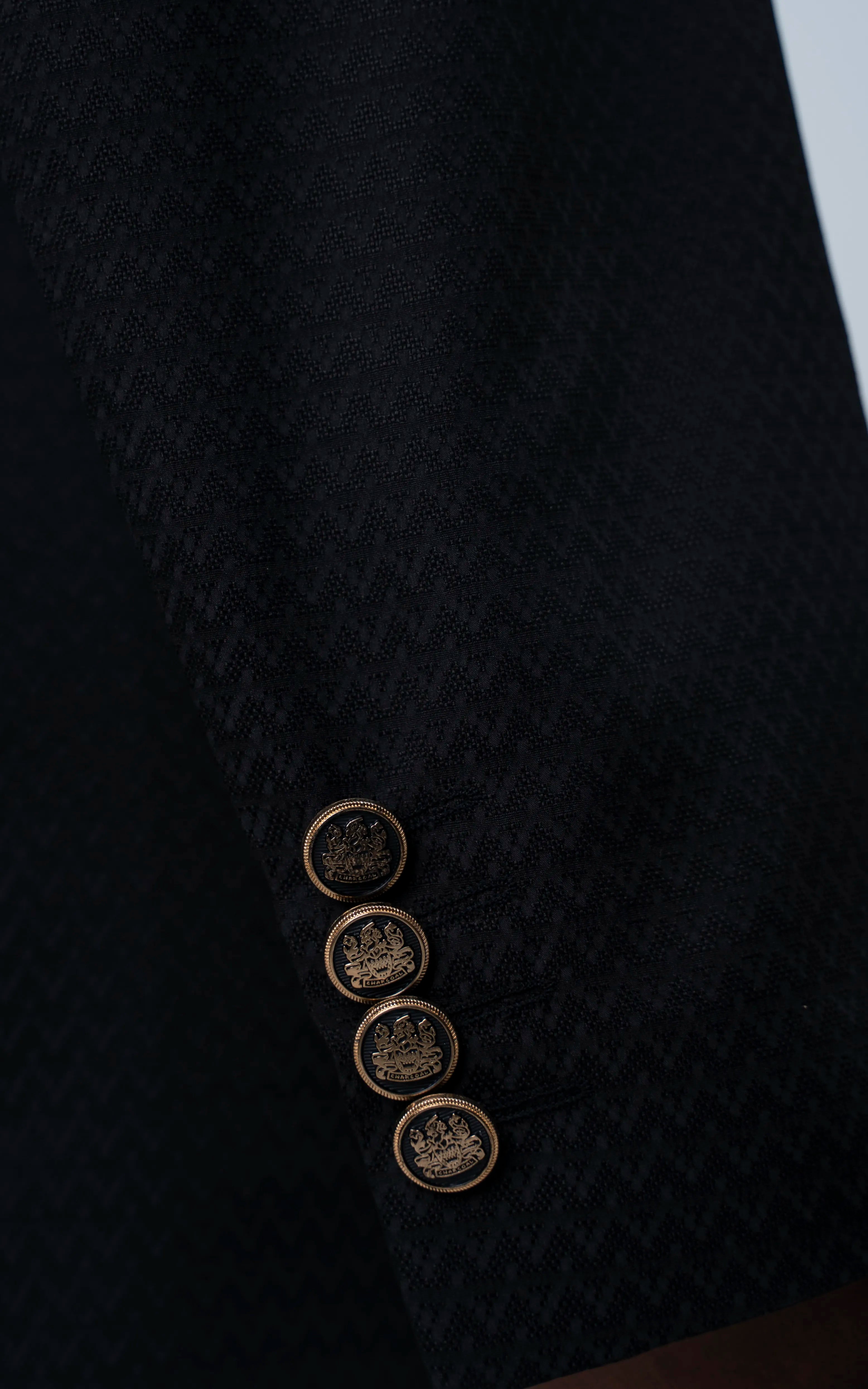 TEXTURED BLENDED PRINCE COAT | FESTIVE COLLECTION BLACK