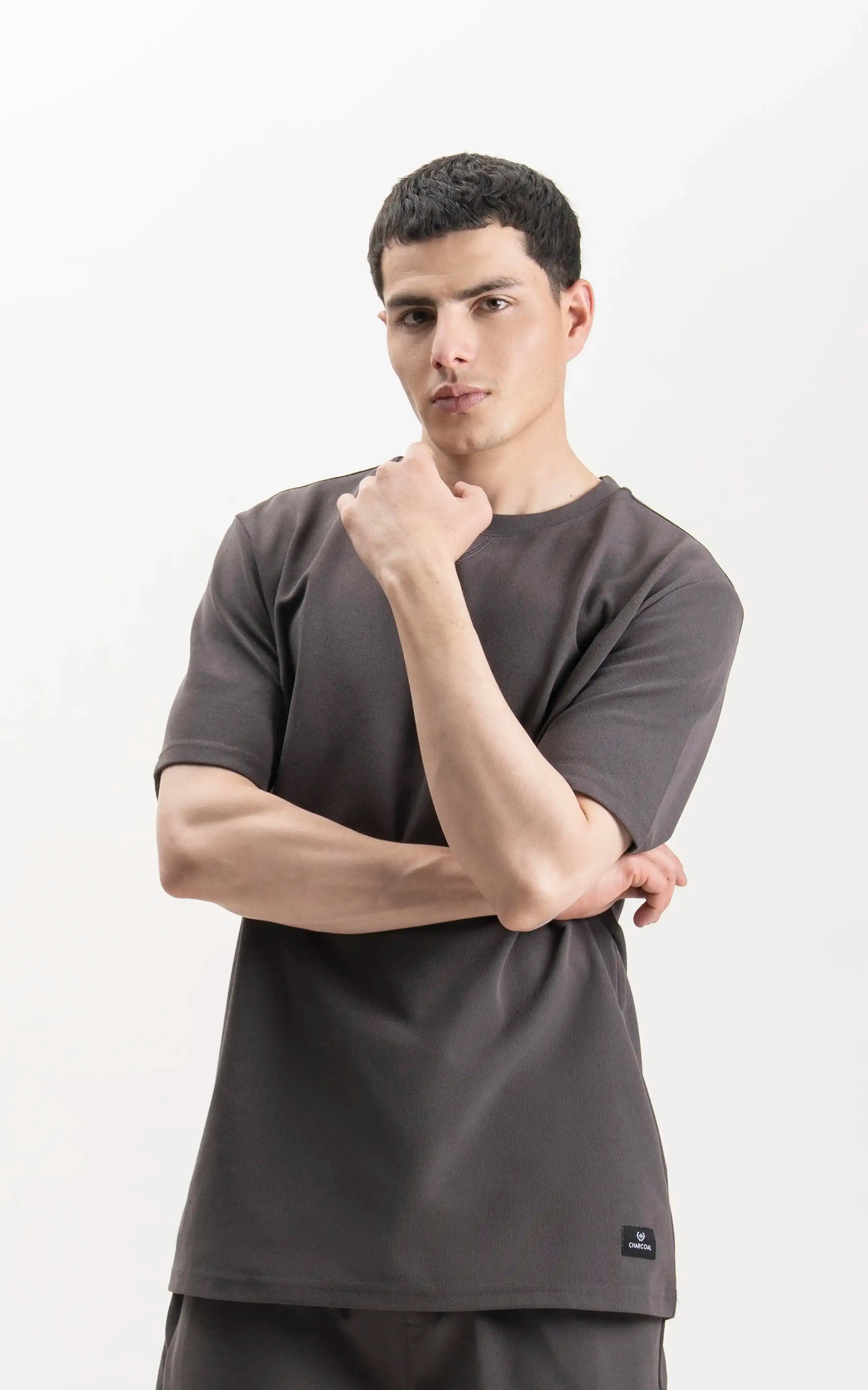 CREW NECK OVERSIZED T-SHIRT CHARCOAL GREY