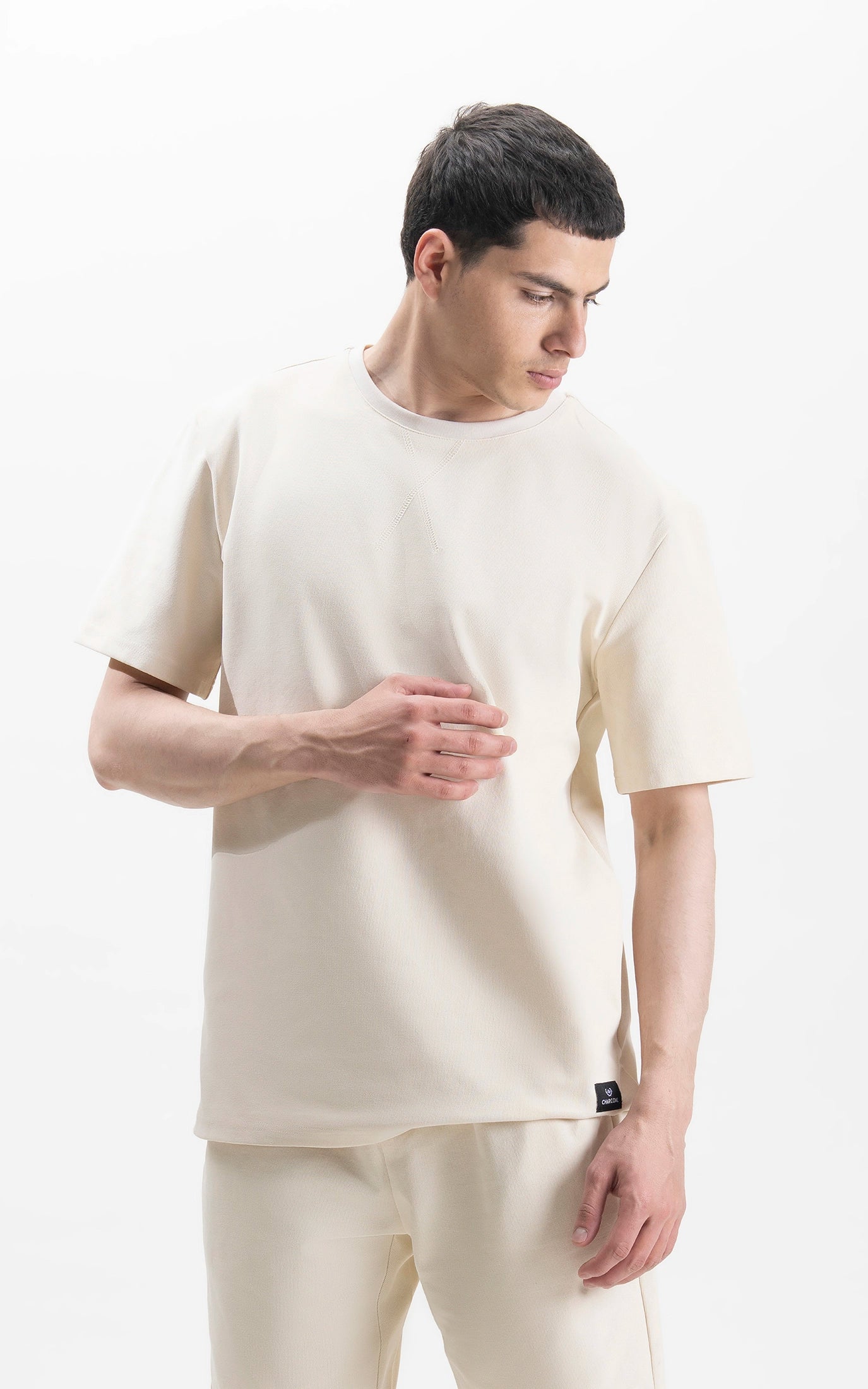 CREW NECK OVERSIZED T-SHIRT BEIGE