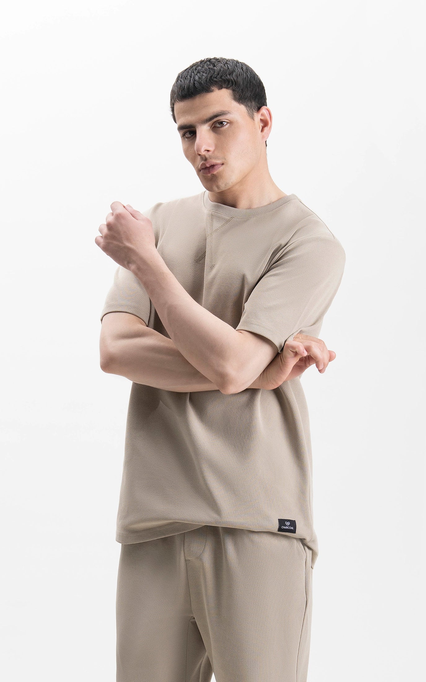 CREW NECK OVERSIZED T-SHIRT KHAKI
