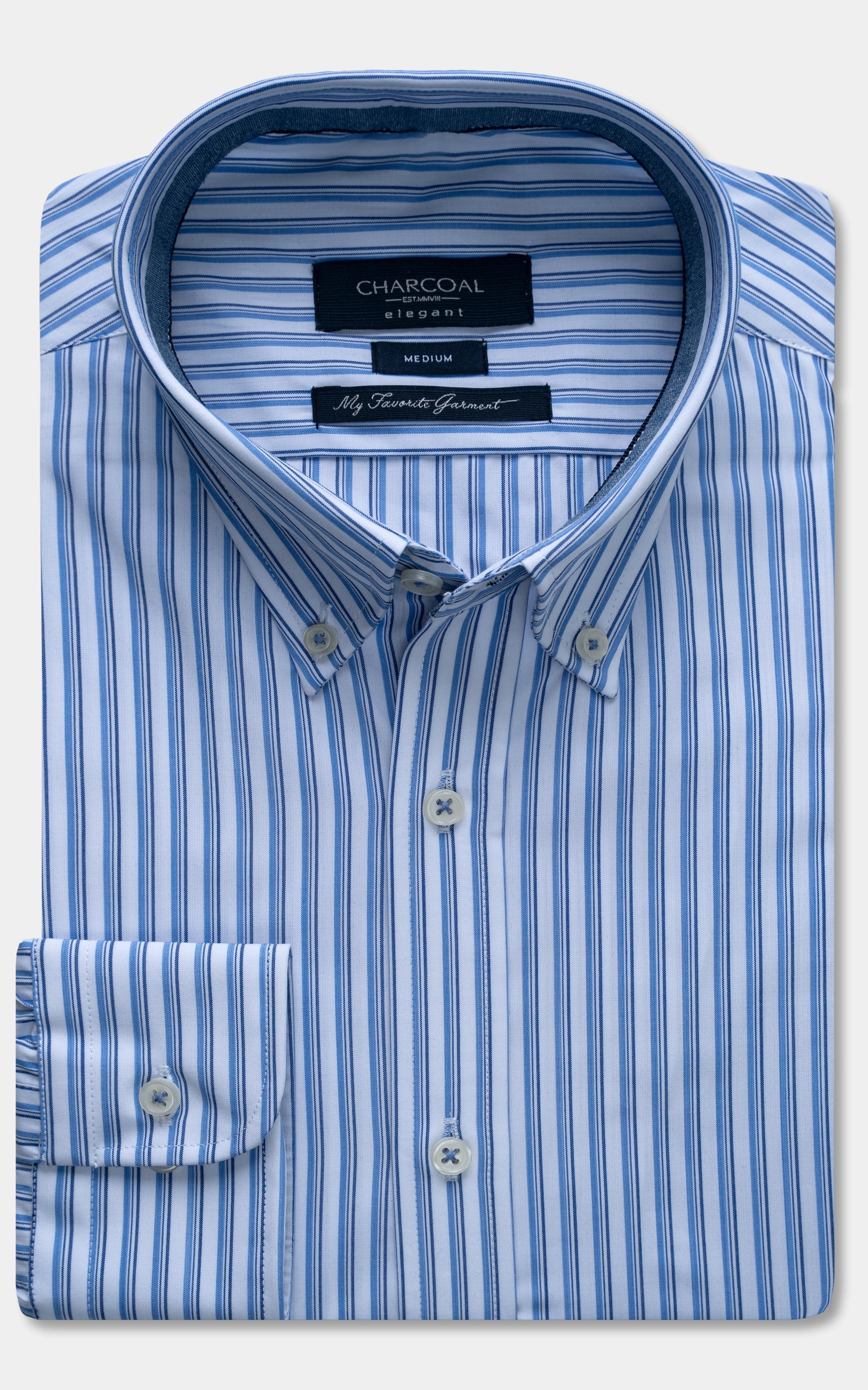 SEMI FORMAL SMART FIT STRIPED SHIRT WHITE SKY