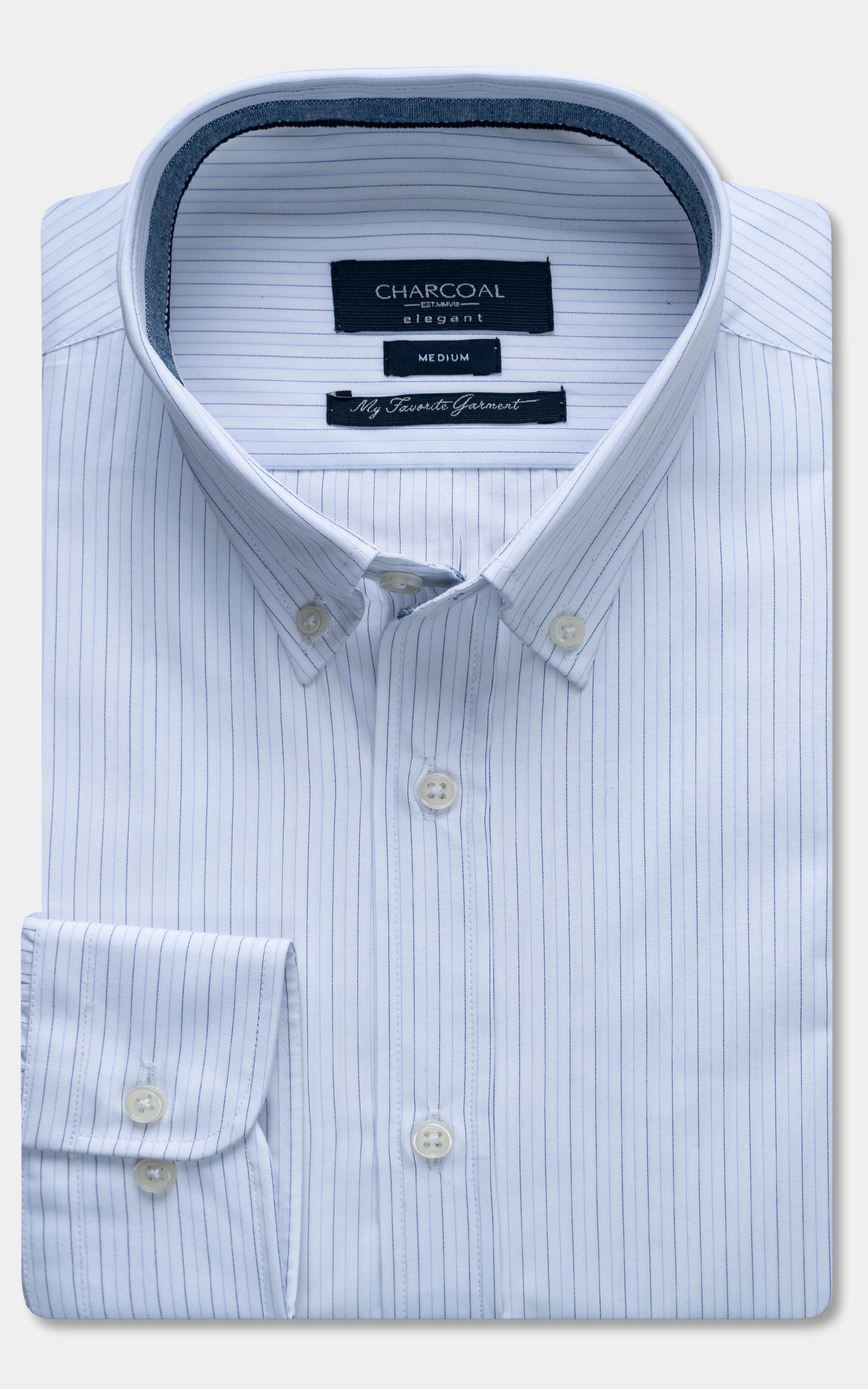 SEMI FORMAL SMART FIT STRIPED SHIRT WHITE BLUE