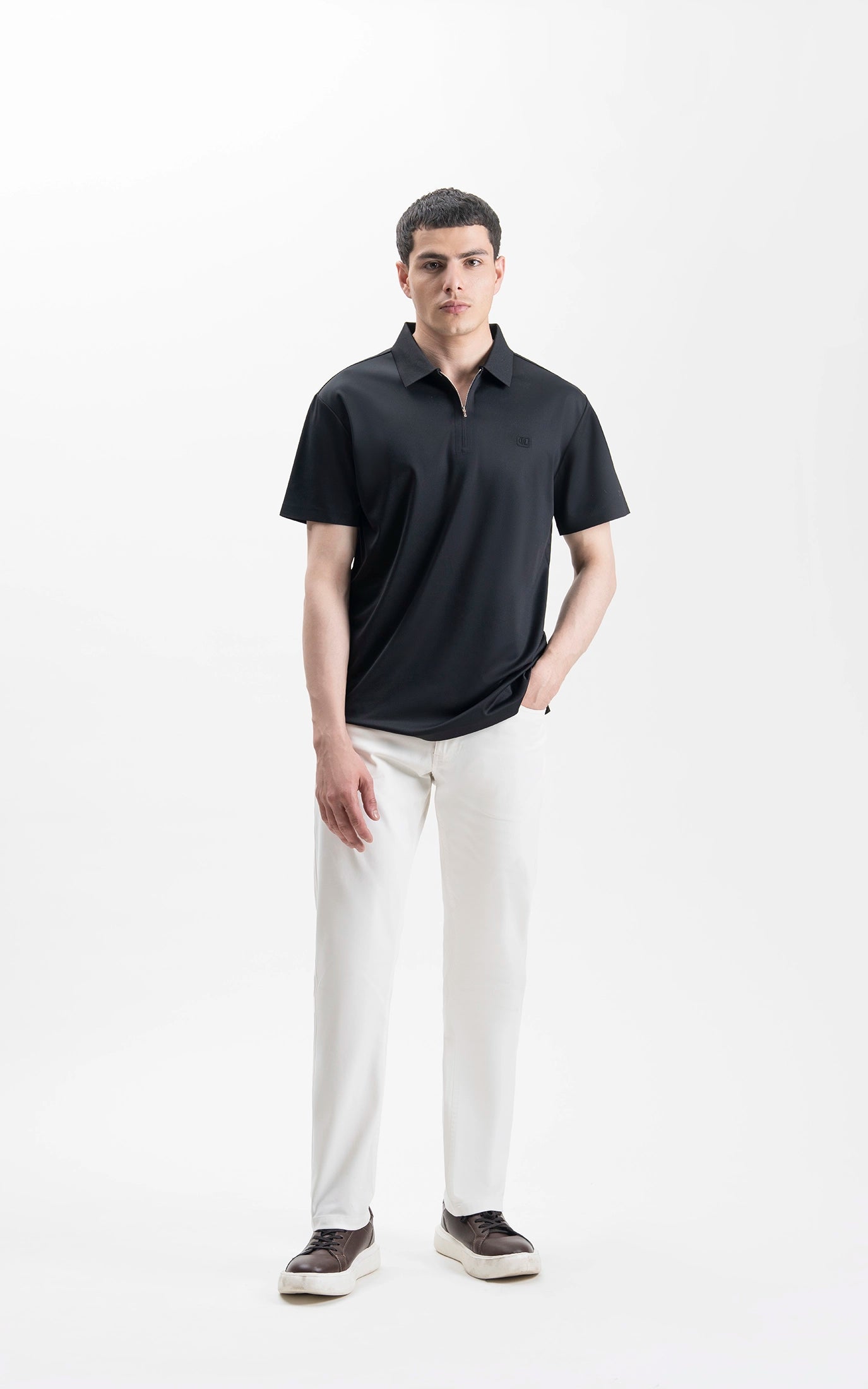 SMART FIT PREMIUM ZIP POLO SHIRT BLACK