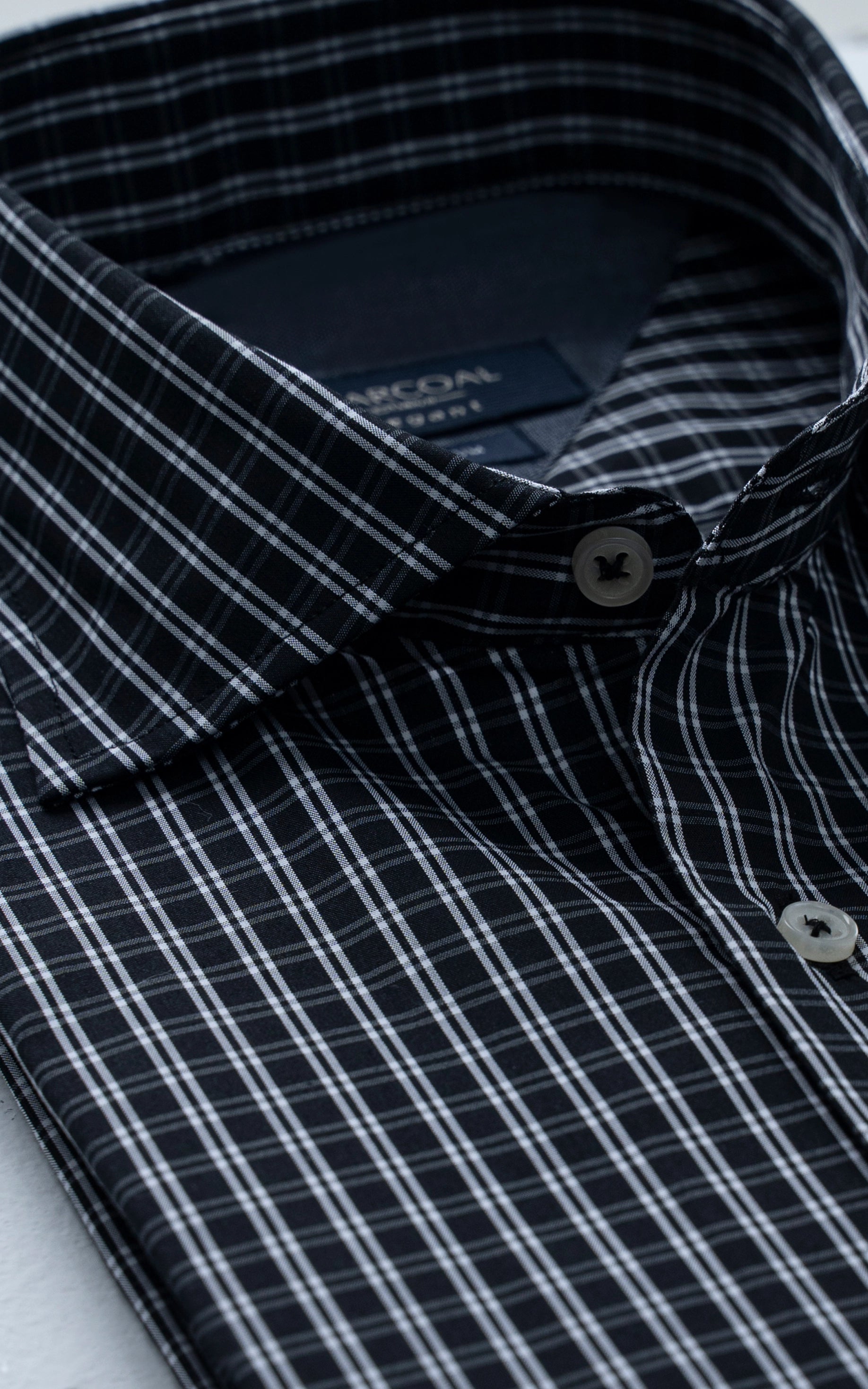 SEMI FORMAL SMART FIT CHECK SHIRT BLACK