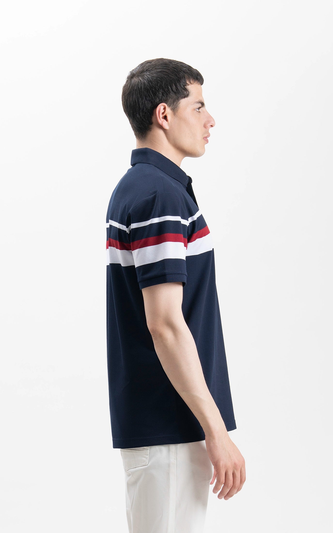 SMART FIT CLASSIC PREMIUM STRIPED POLO SHIRT NAVY