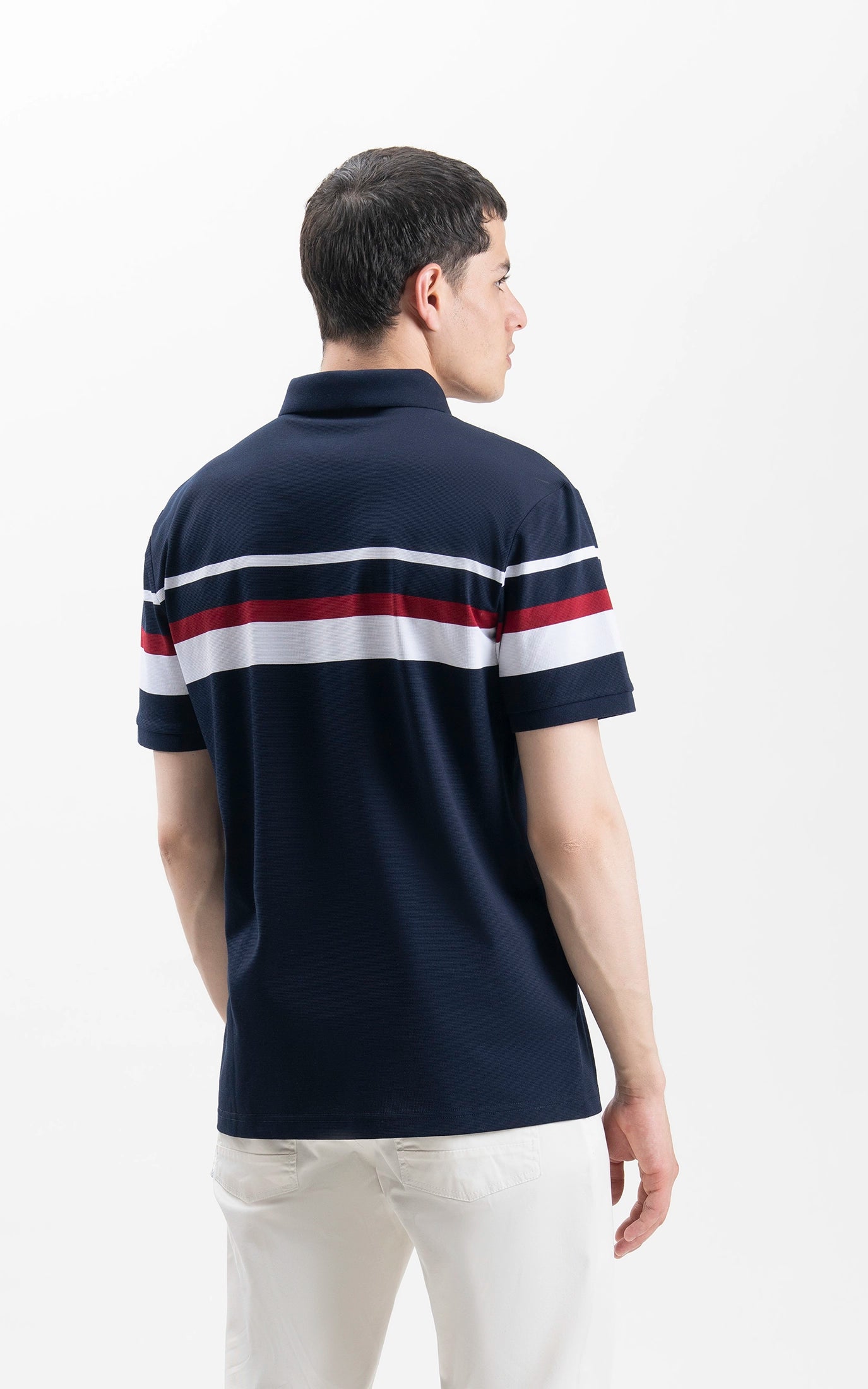 SMART FIT CLASSIC PREMIUM STRIPED POLO SHIRT NAVY