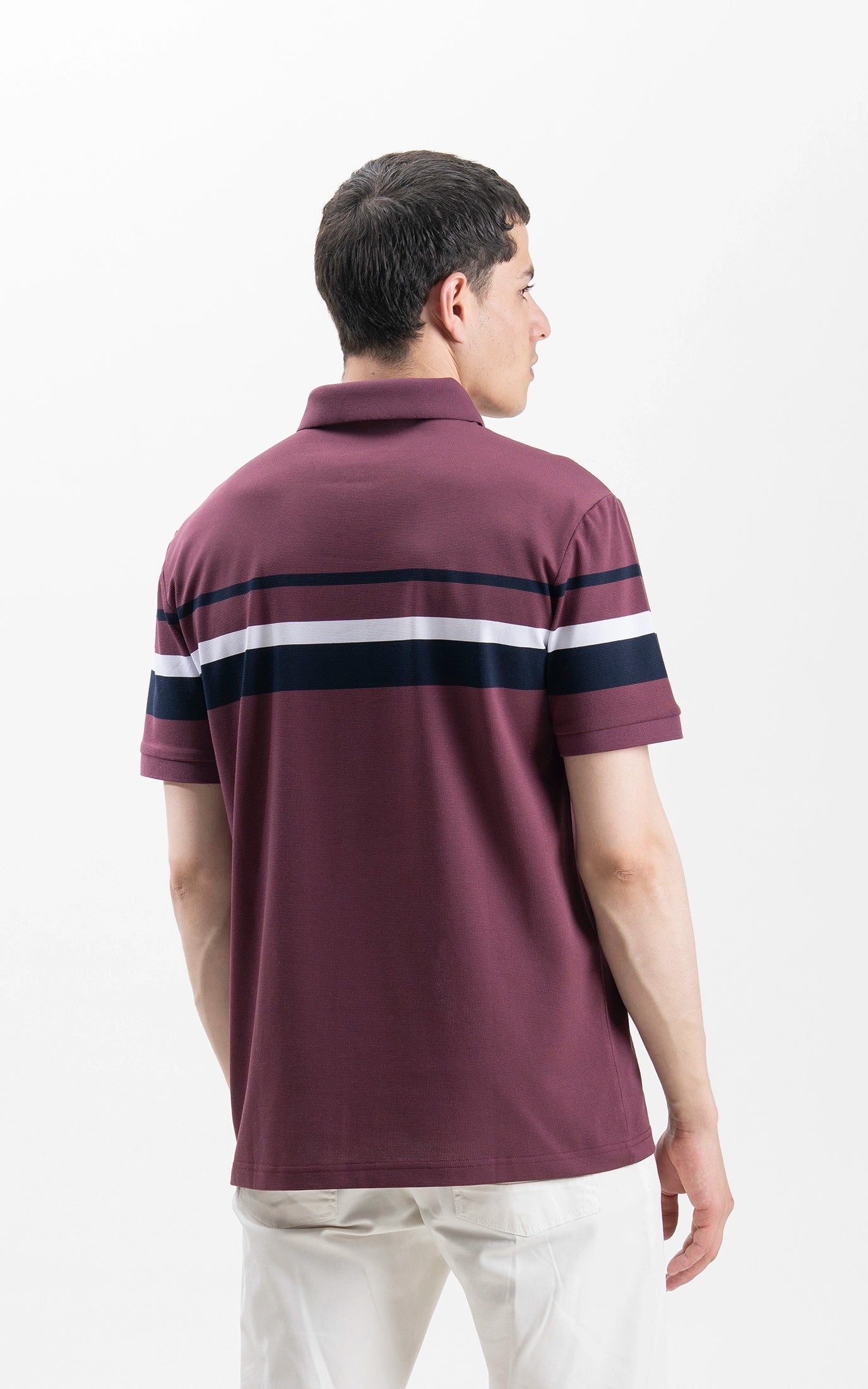 SMART FIT CLASSIC PREMIUM STRIPED POLO SHIRT PURPLE