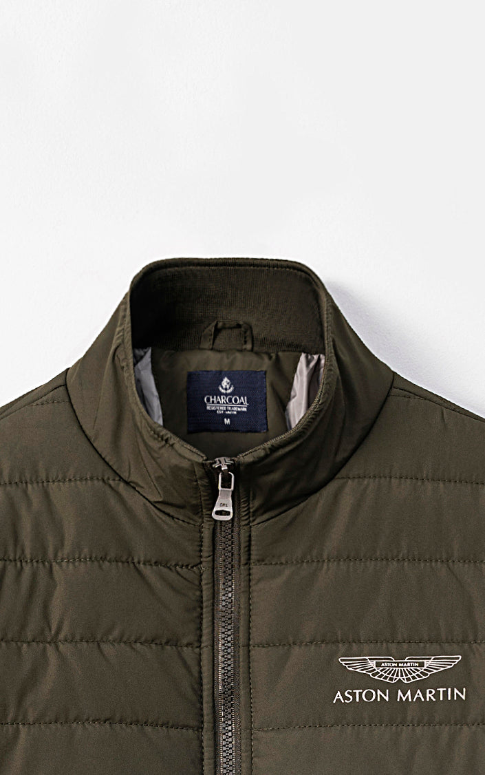 SIGNATURE AUSTIN MARTIN PUFFER JACKET FULL SLEEVE OLIVE GREEN