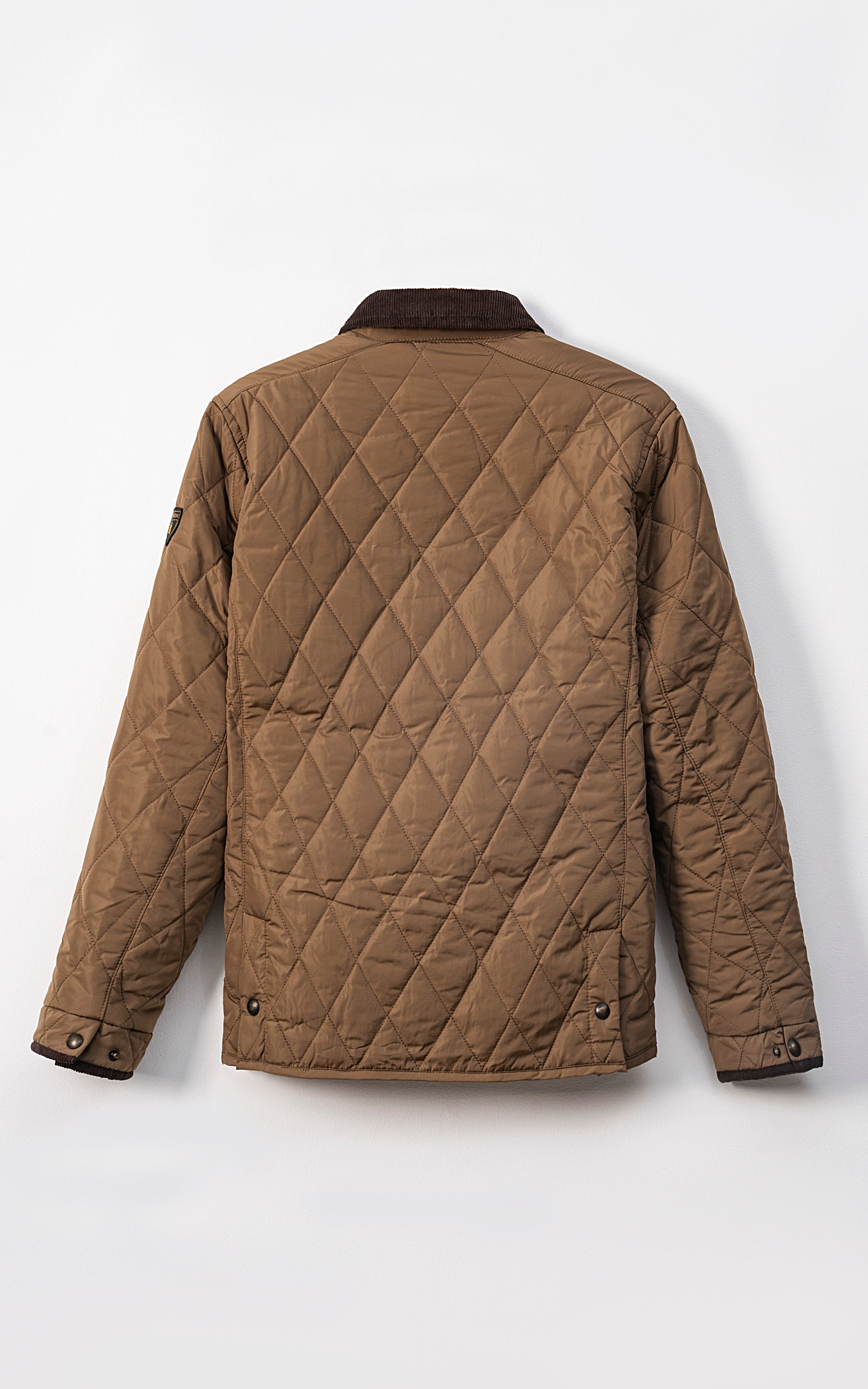 CORDUROY COLLAR QUILTED JACKET FULL SLEEVE KHAKI