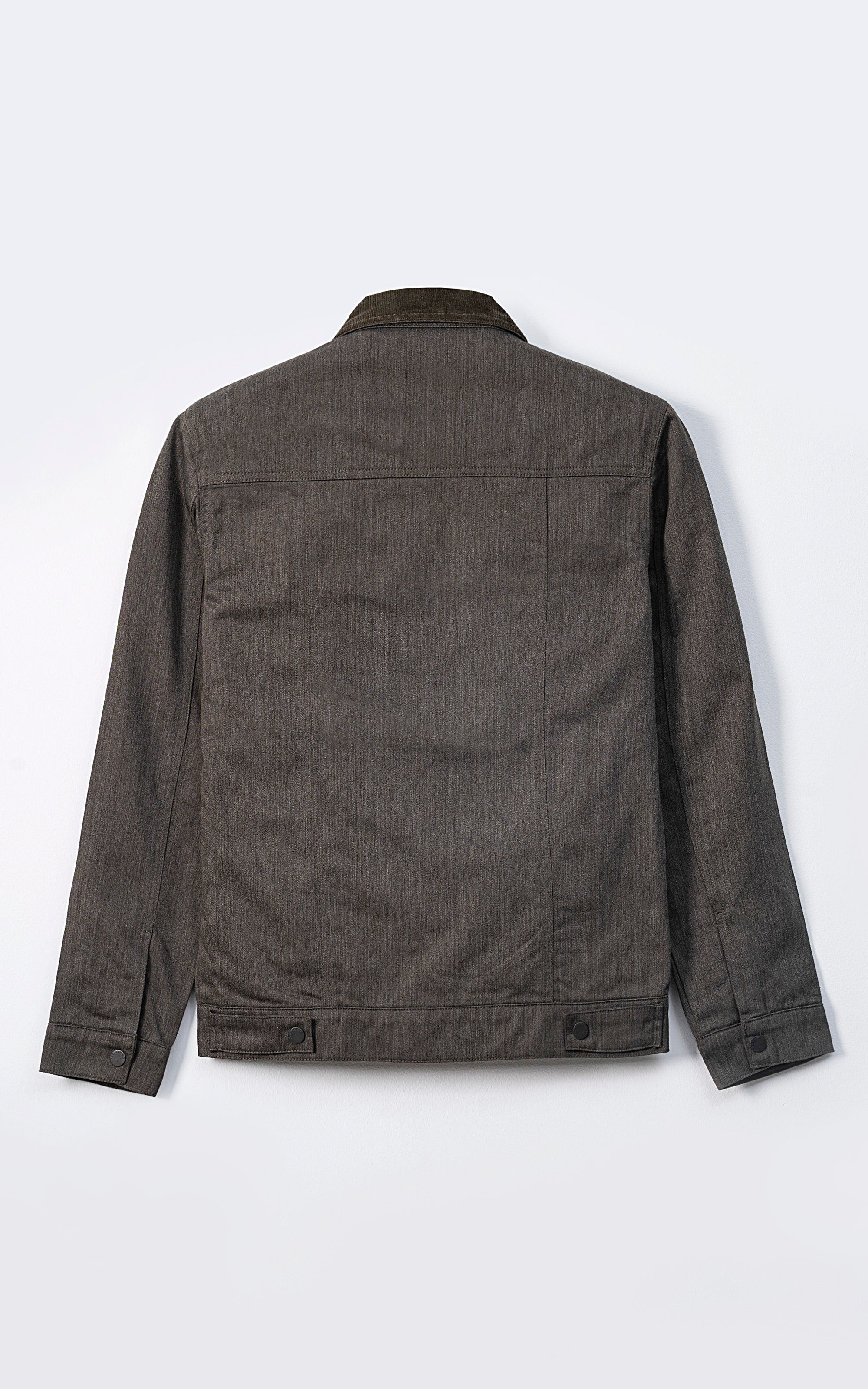 CORDUROY COLLAR FULL SLEEVE JACKET OLIVE