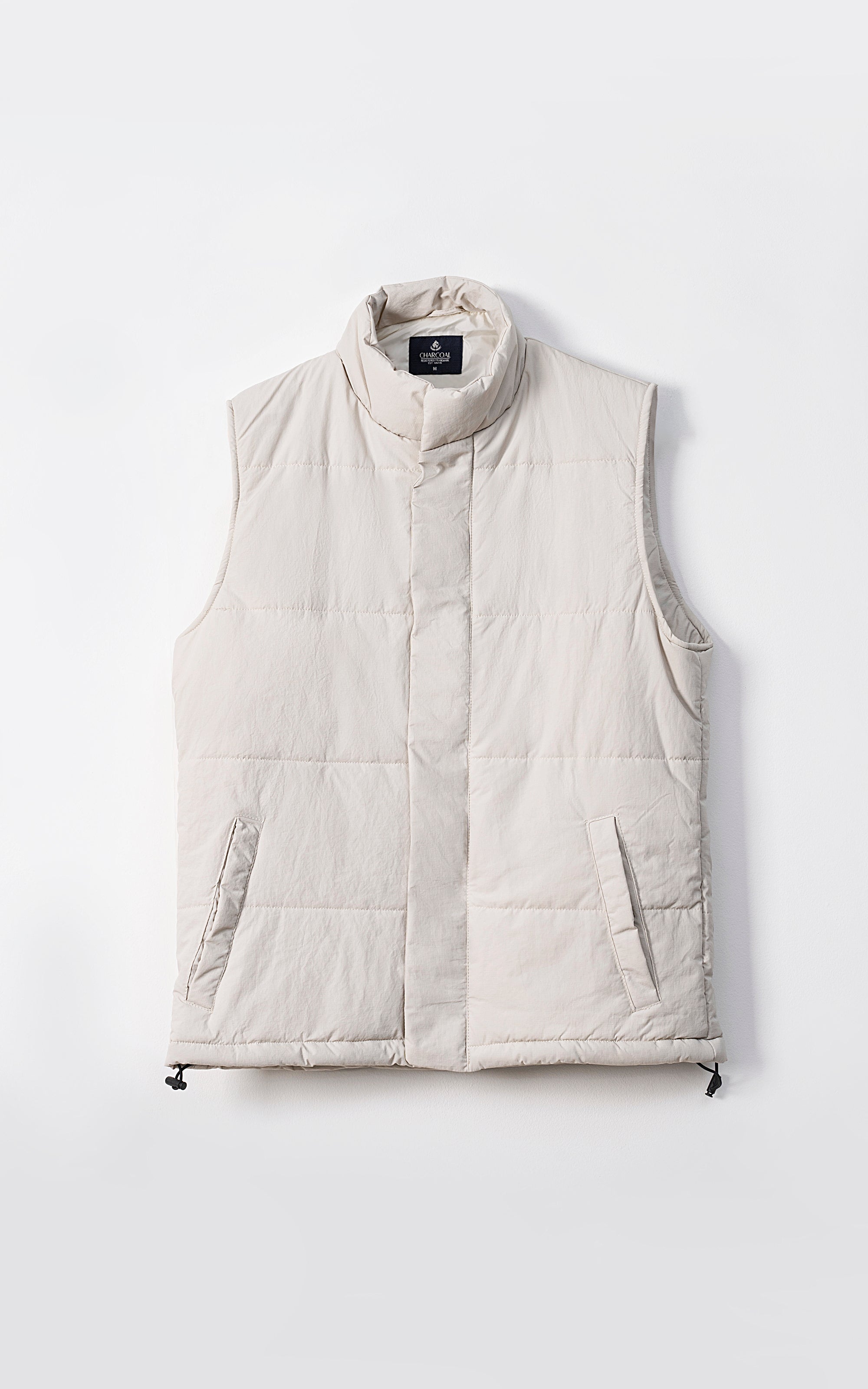 SLEEVELESS QUILTED JACKET LIGHT BEIGE