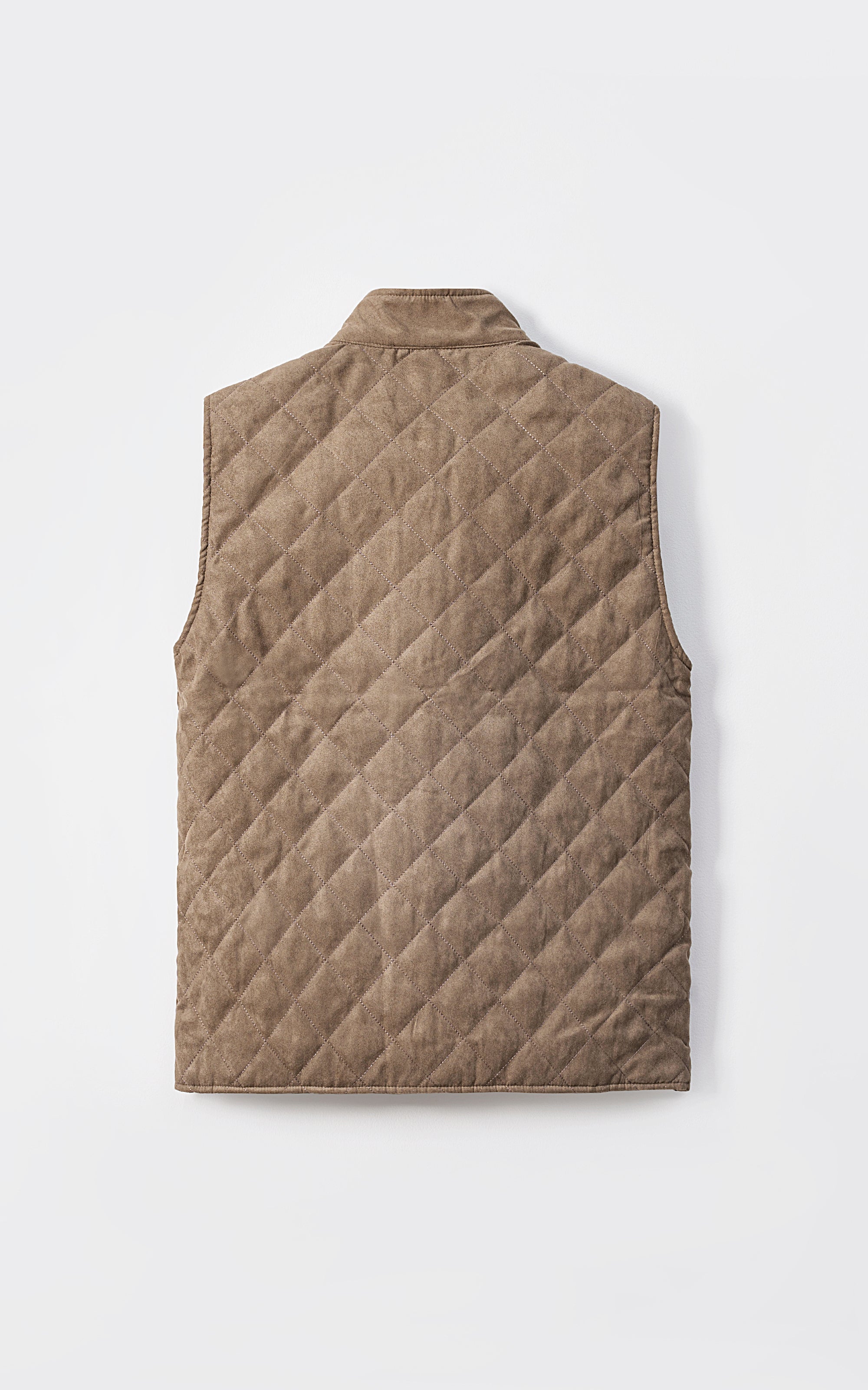 QUILTED SUEDE GILET JACKET SLEEVELESS LIGHT BROWN