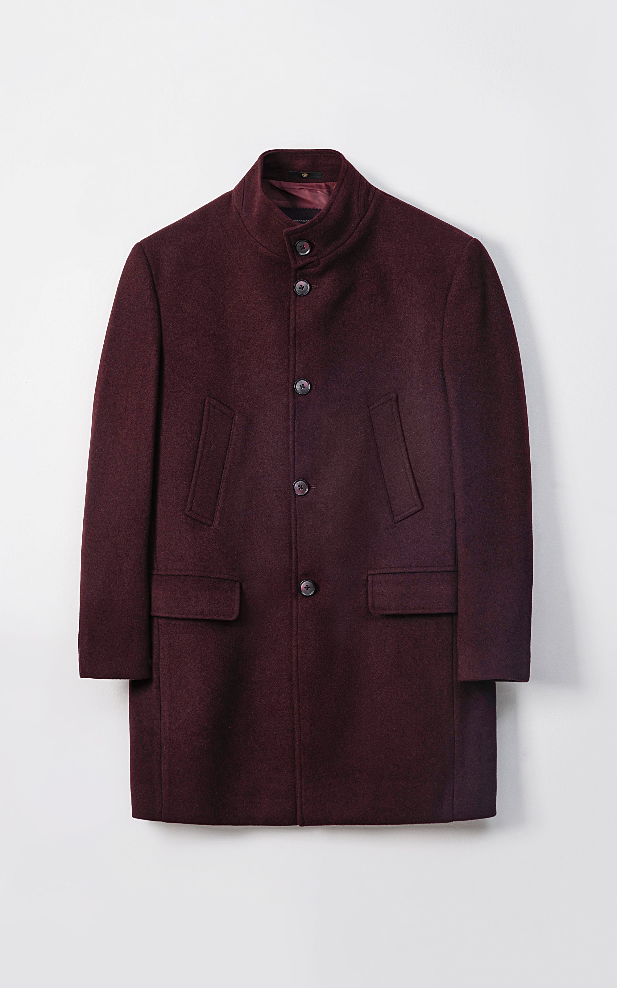 MEN'S LONG WOOL COAT BURGUNDY