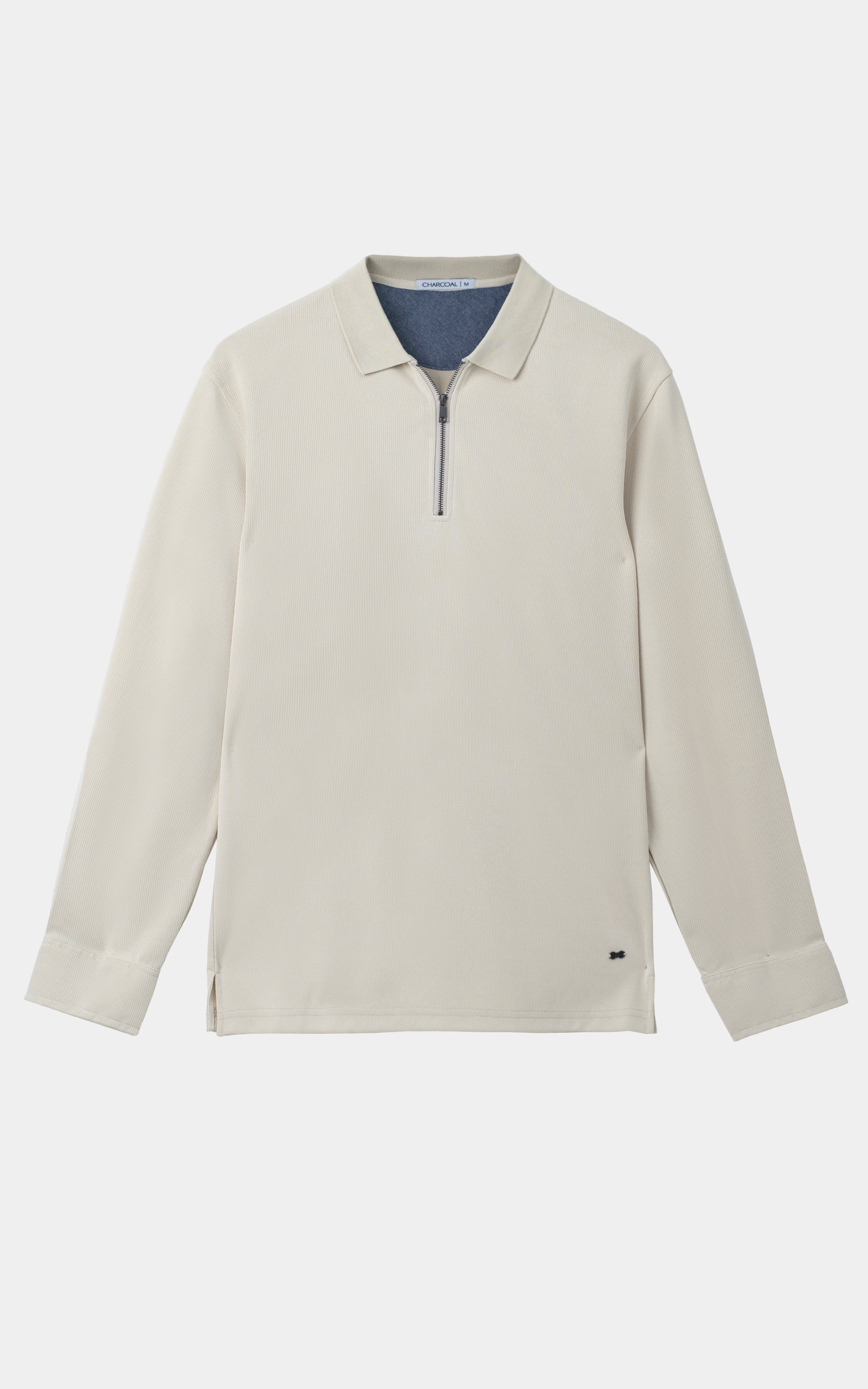 KNITTED TEXTURED POLO SHIRT BEIGE