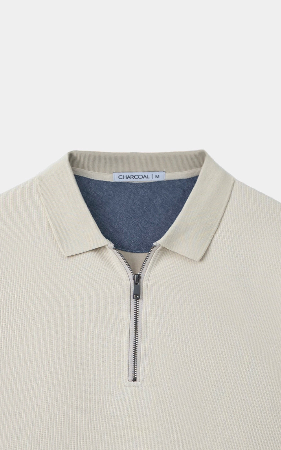 KNITTED TEXTURED POLO SHIRT BEIGE