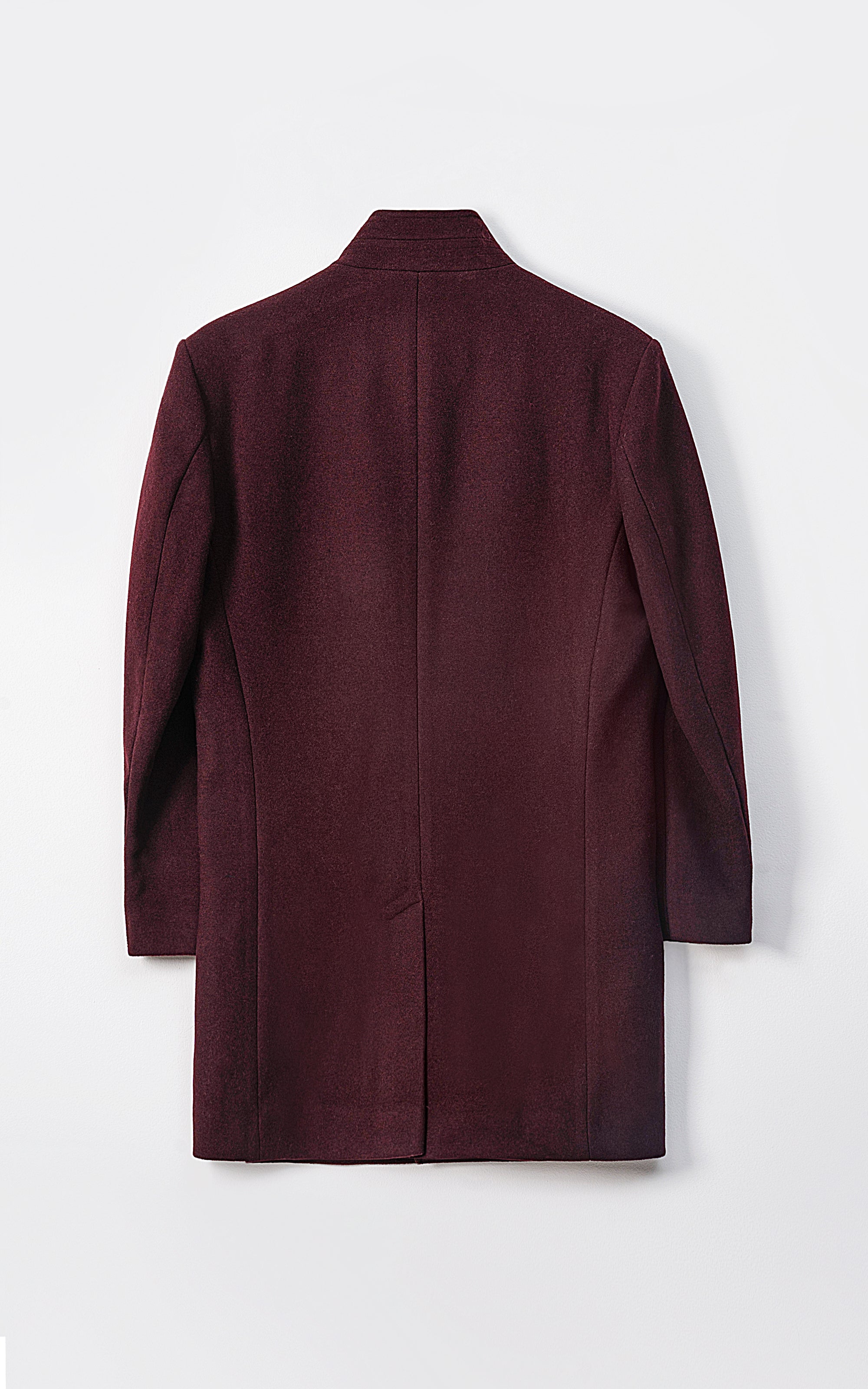 MEN'S LONG WOOL COAT BURGUNDY