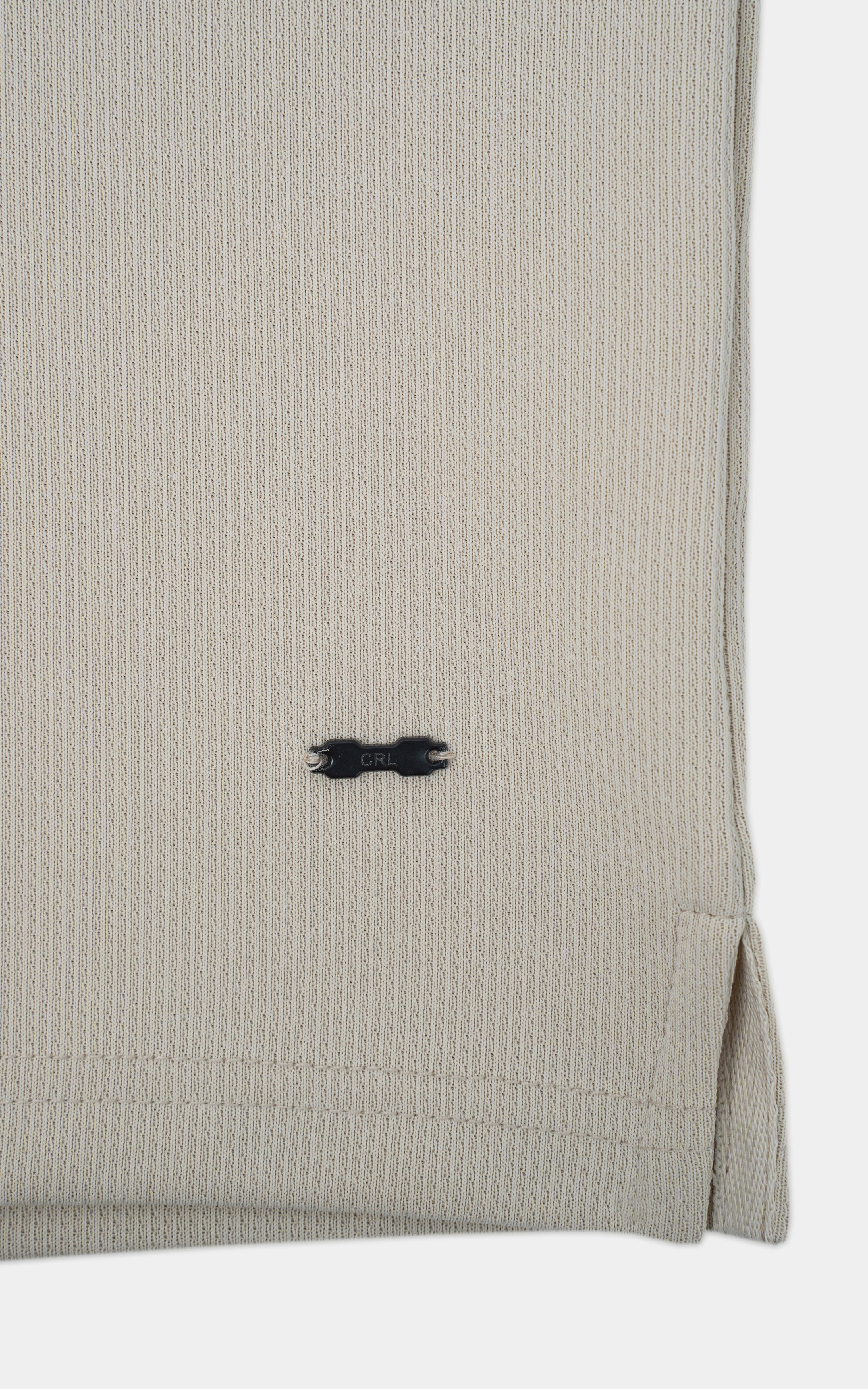 KNITTED TEXTURED POLO SHIRT BEIGE