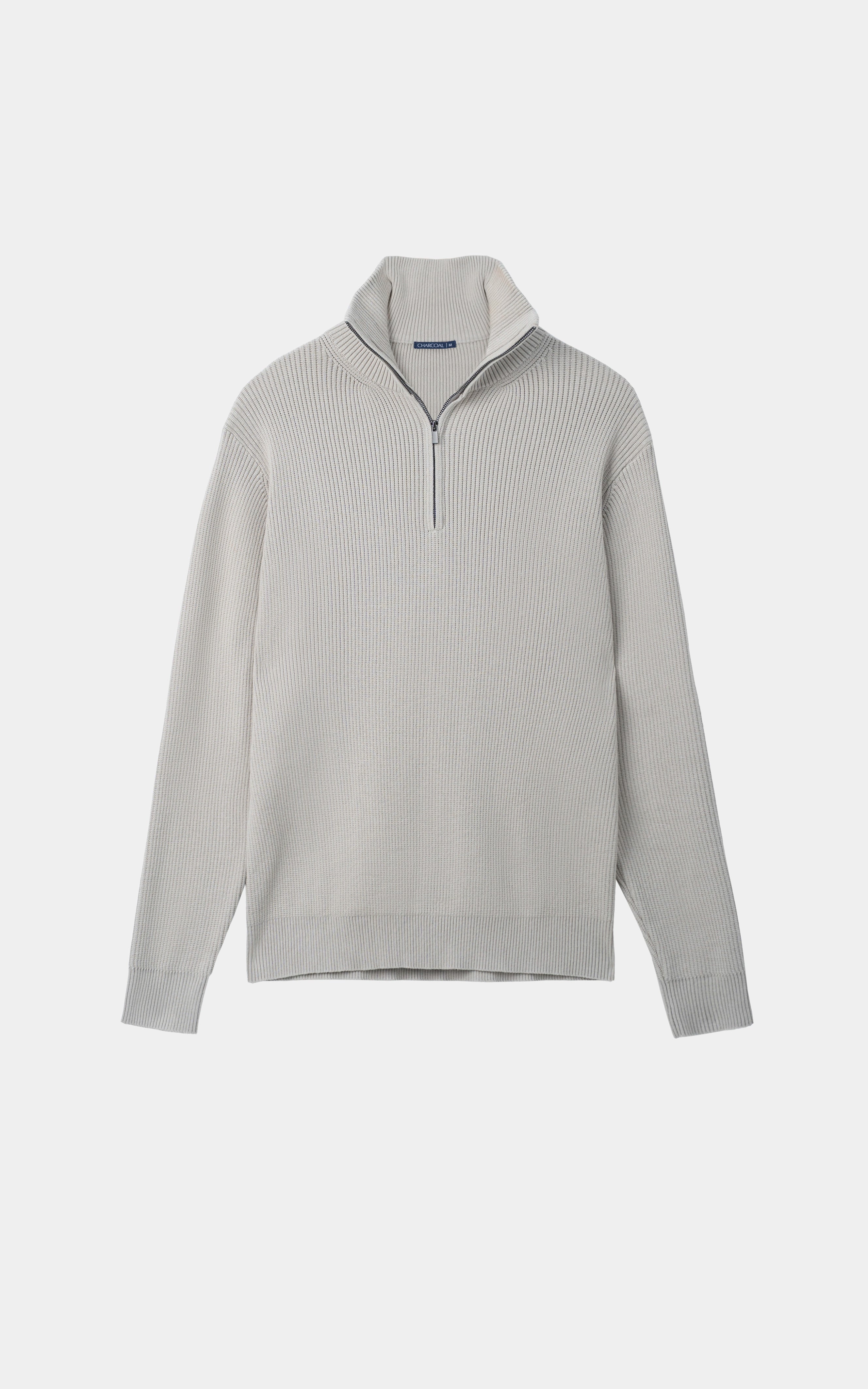 Half-Zip Mock neck Sweater Beige