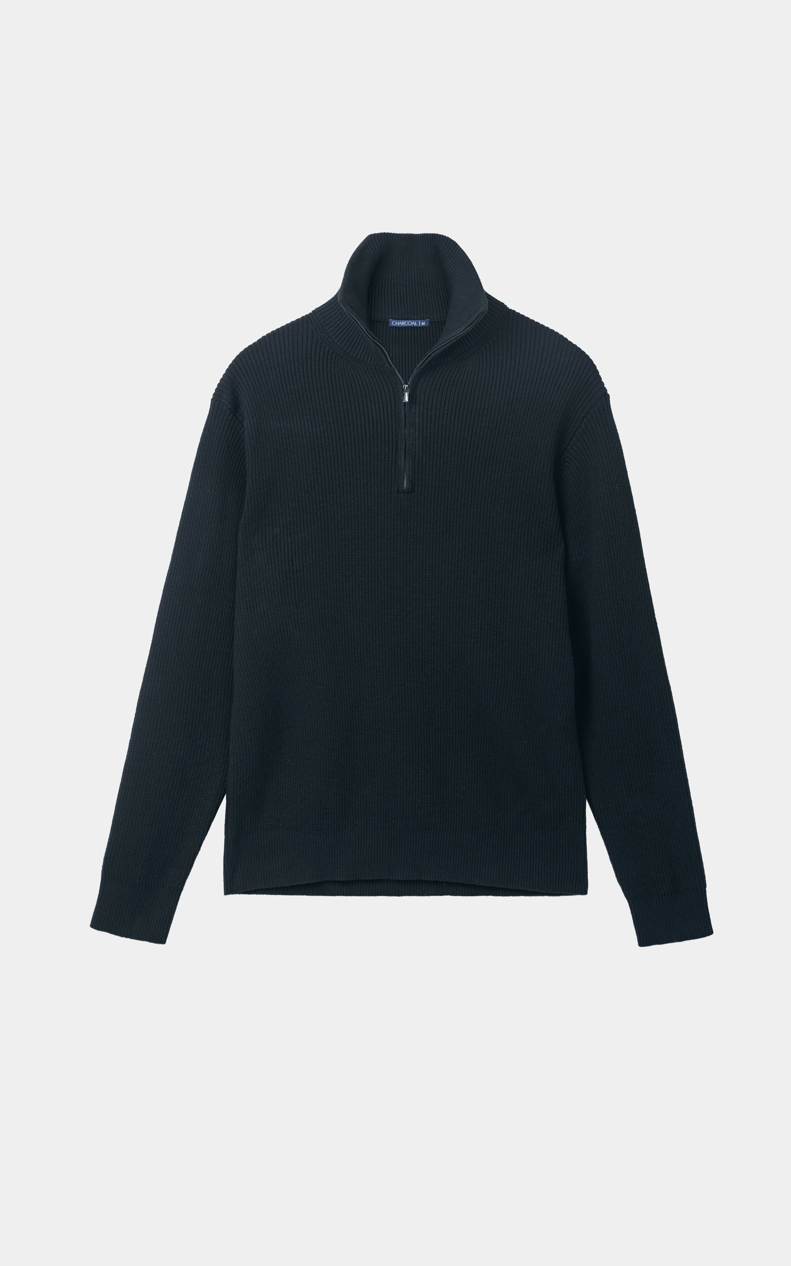 Half-Zip Mock neck Sweater Black