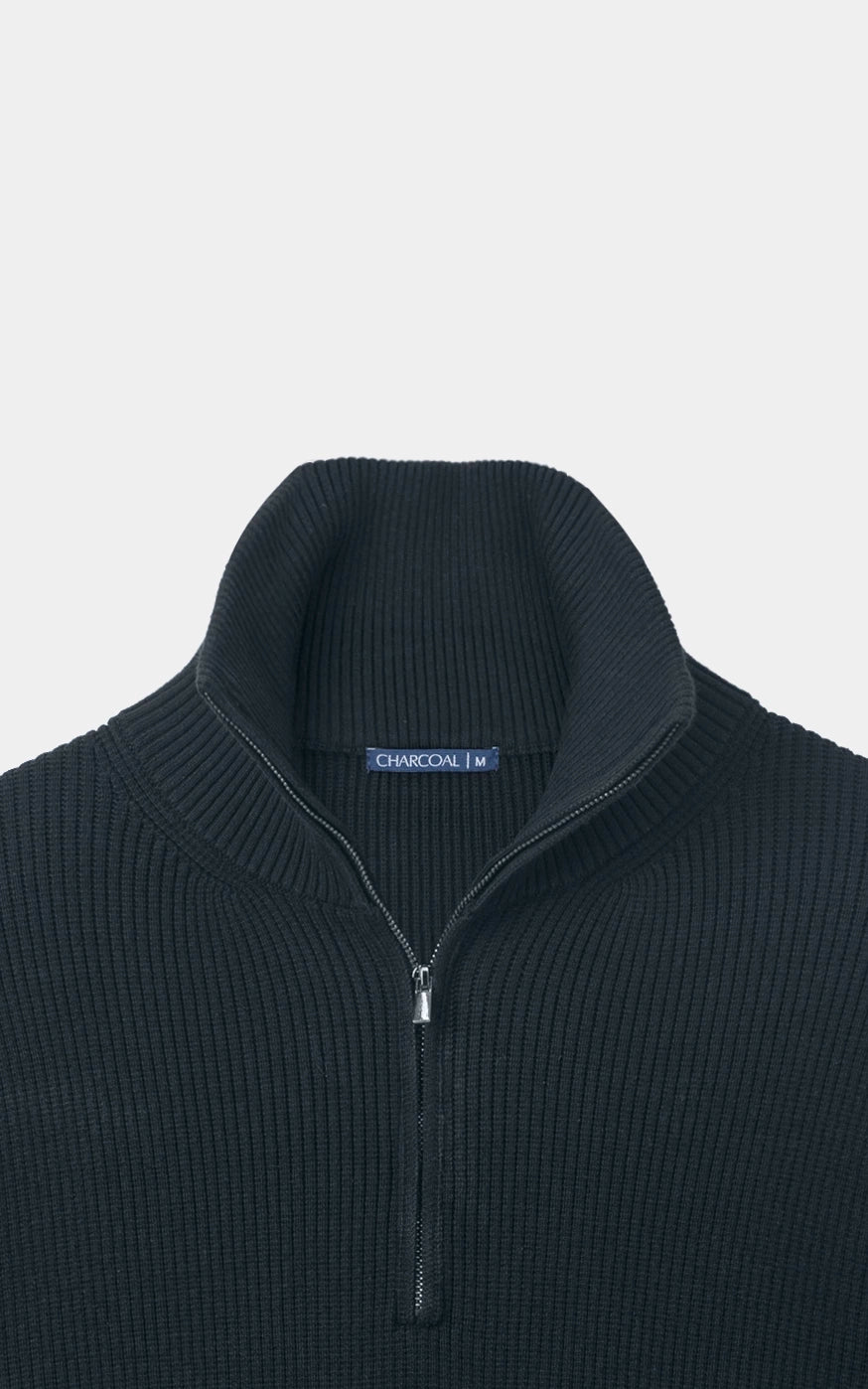 Half-Zip Mock neck Sweater Black
