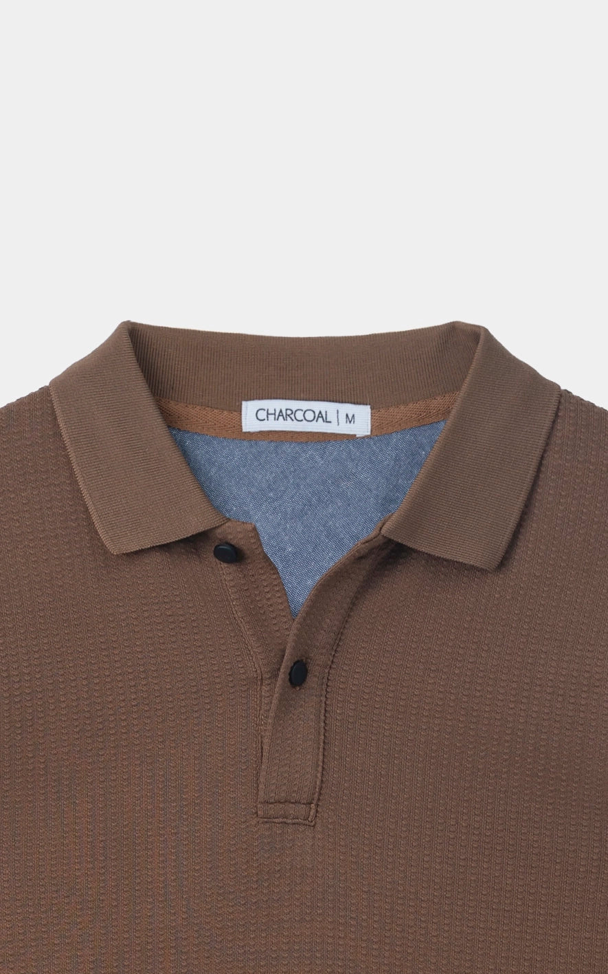 KNITTED TEXTURED POLO BROWN