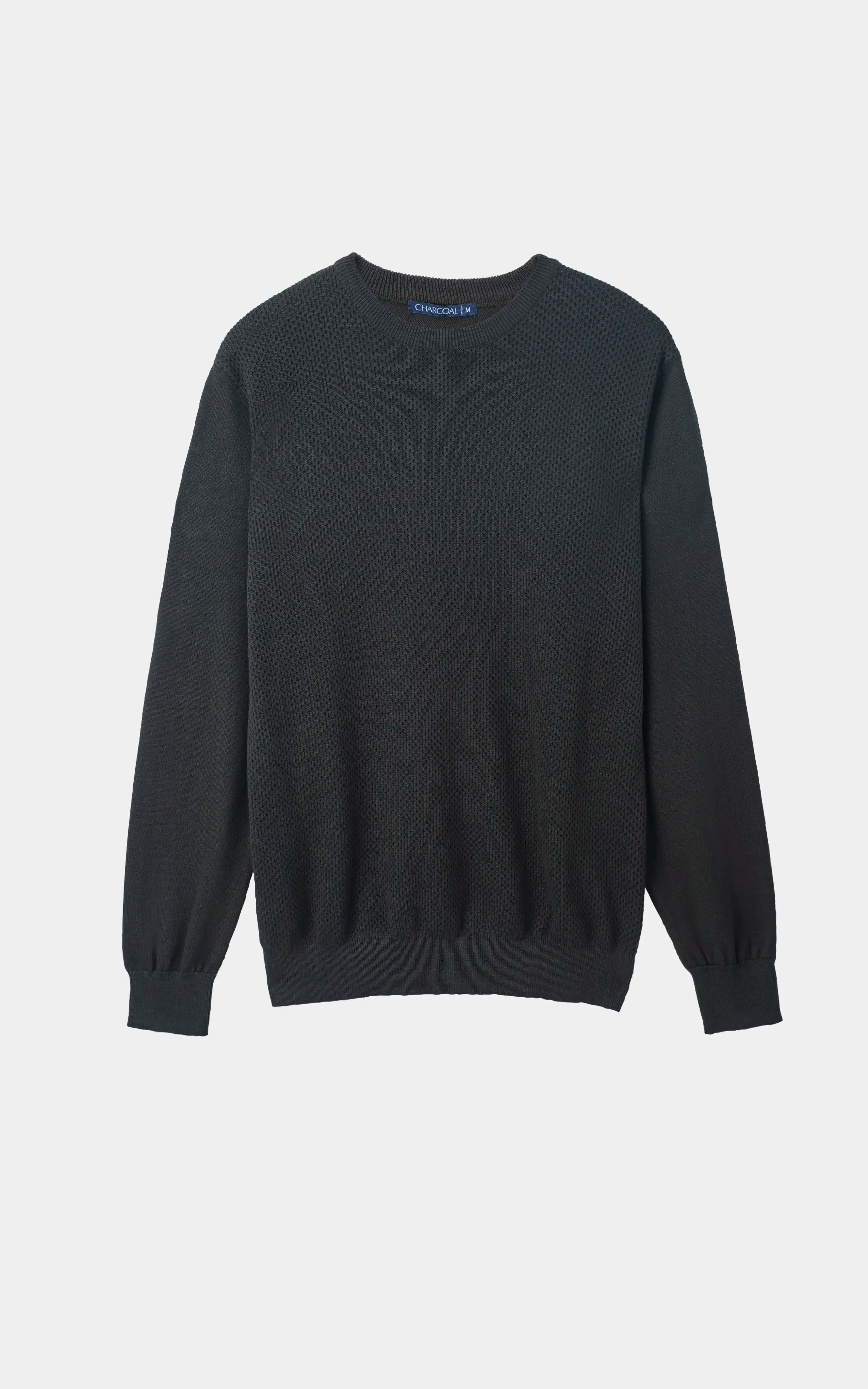 Textured Crew Neck Sweater Dark Olive