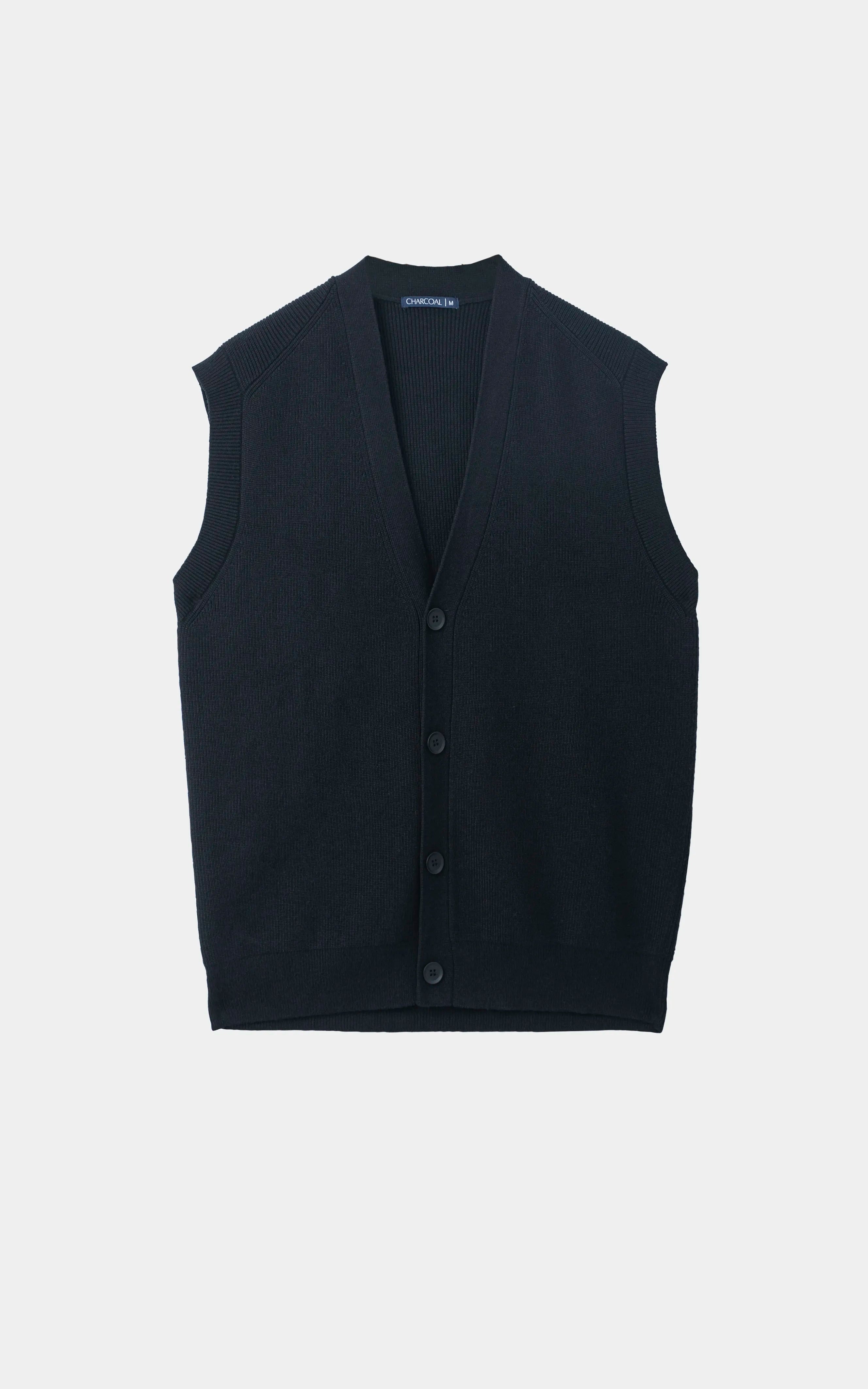 Sleeveless Cardigan Sweater Black