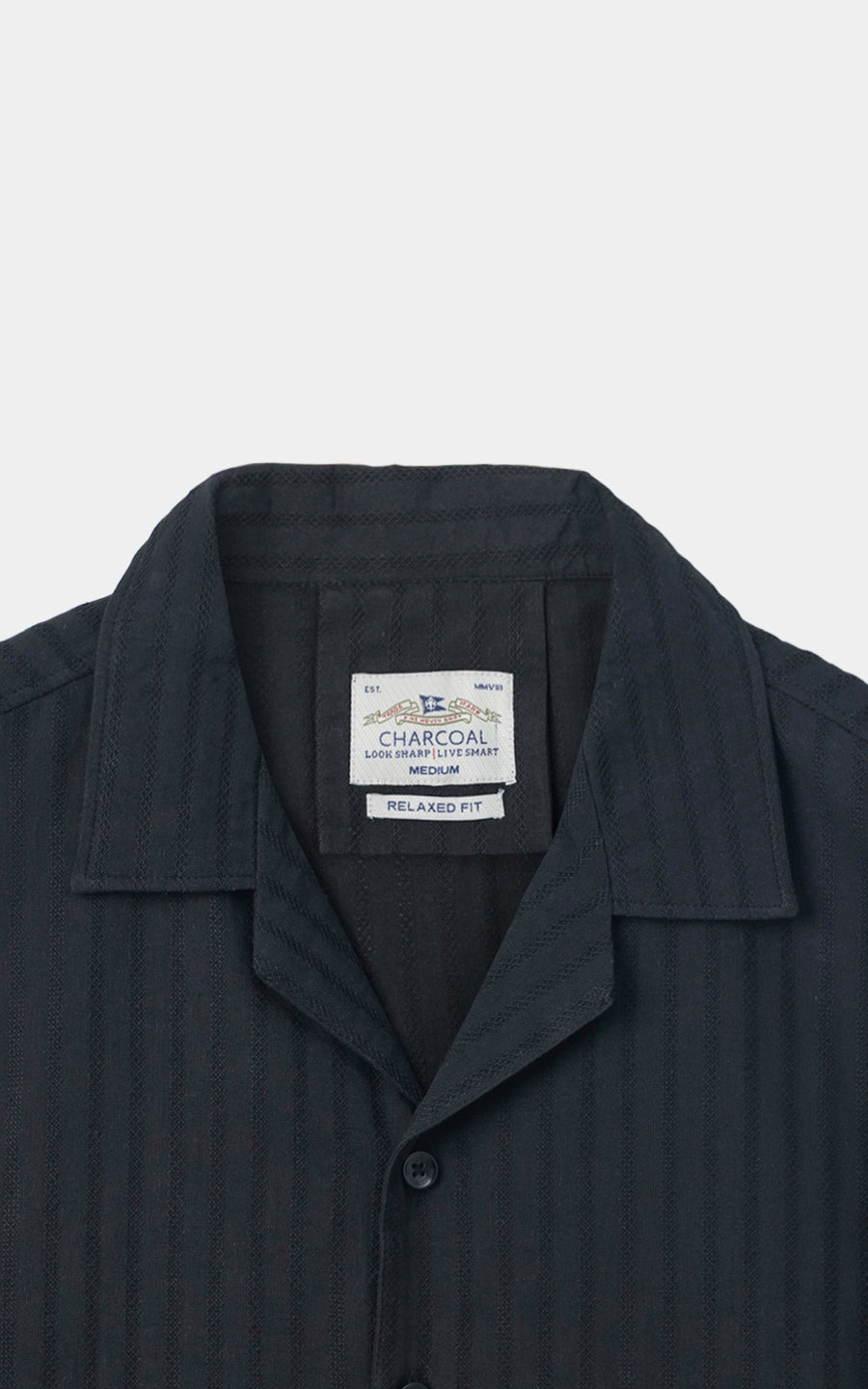 SELF TEXTURED JACQUARD CASUAL SHIRT BLACK