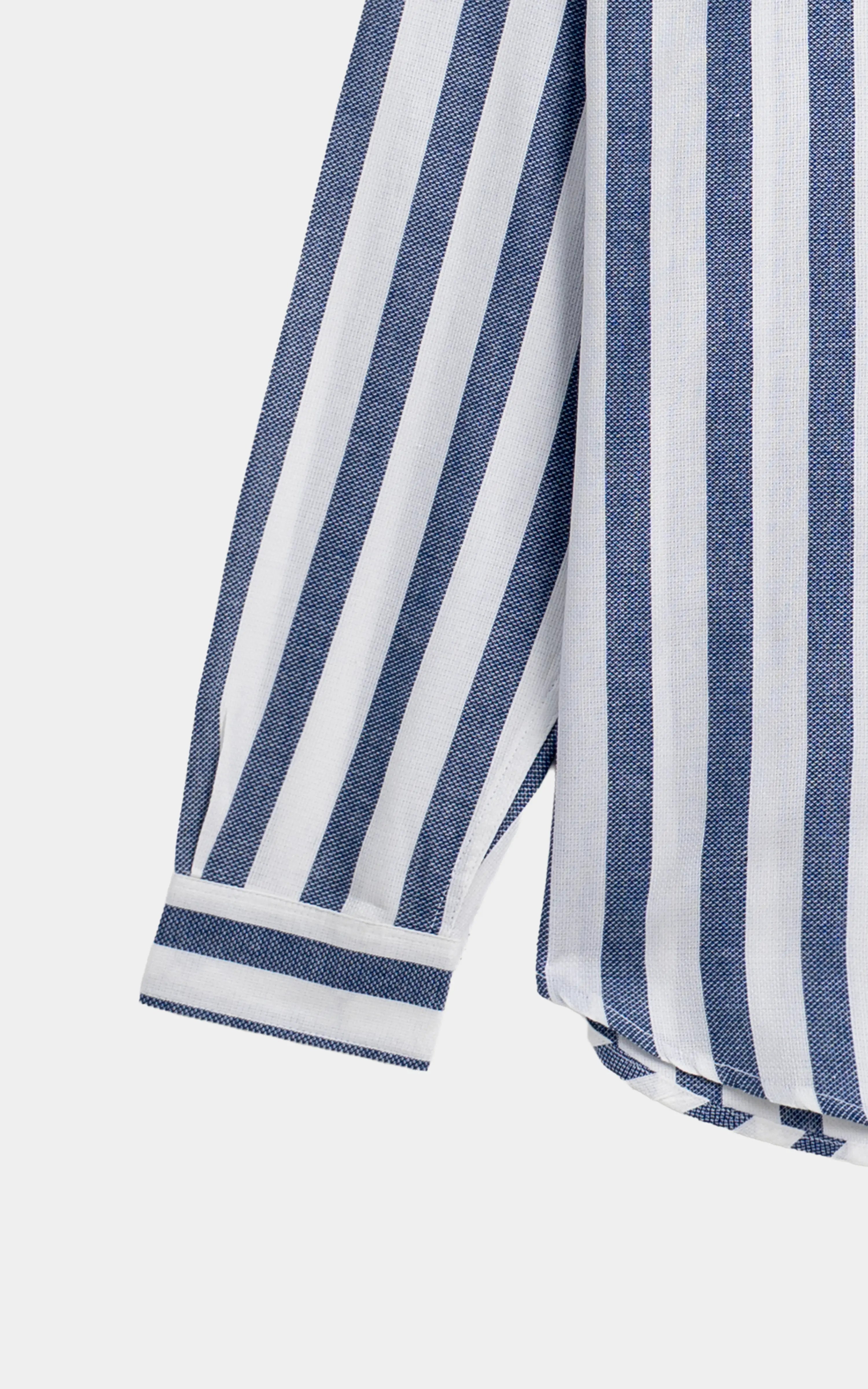 YARN DYED STRIPED CASUAL SHIRT WHITE NAVY STRIPE