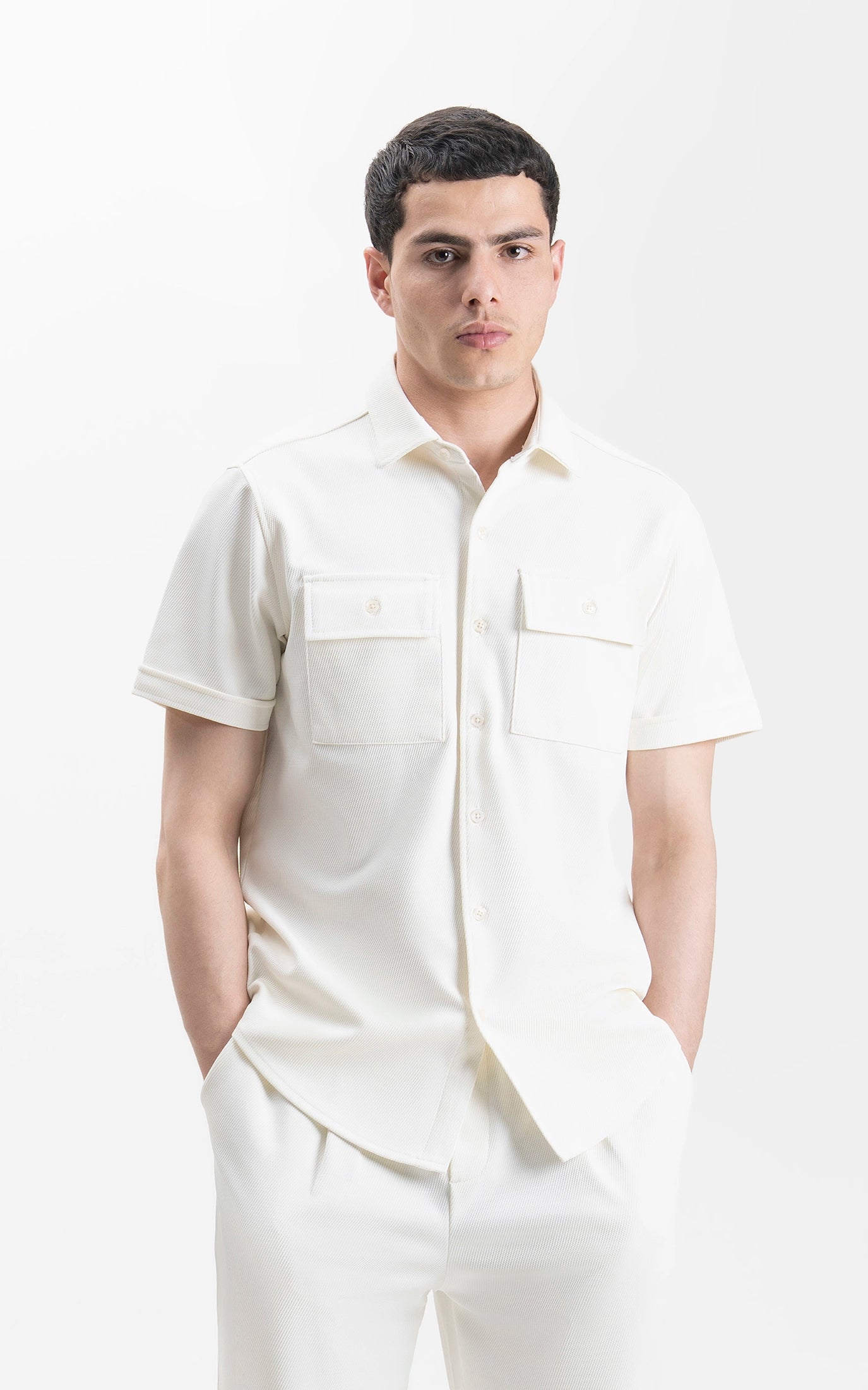 REGULAR COLLAR CASUAL SHIRT OFF WHITE