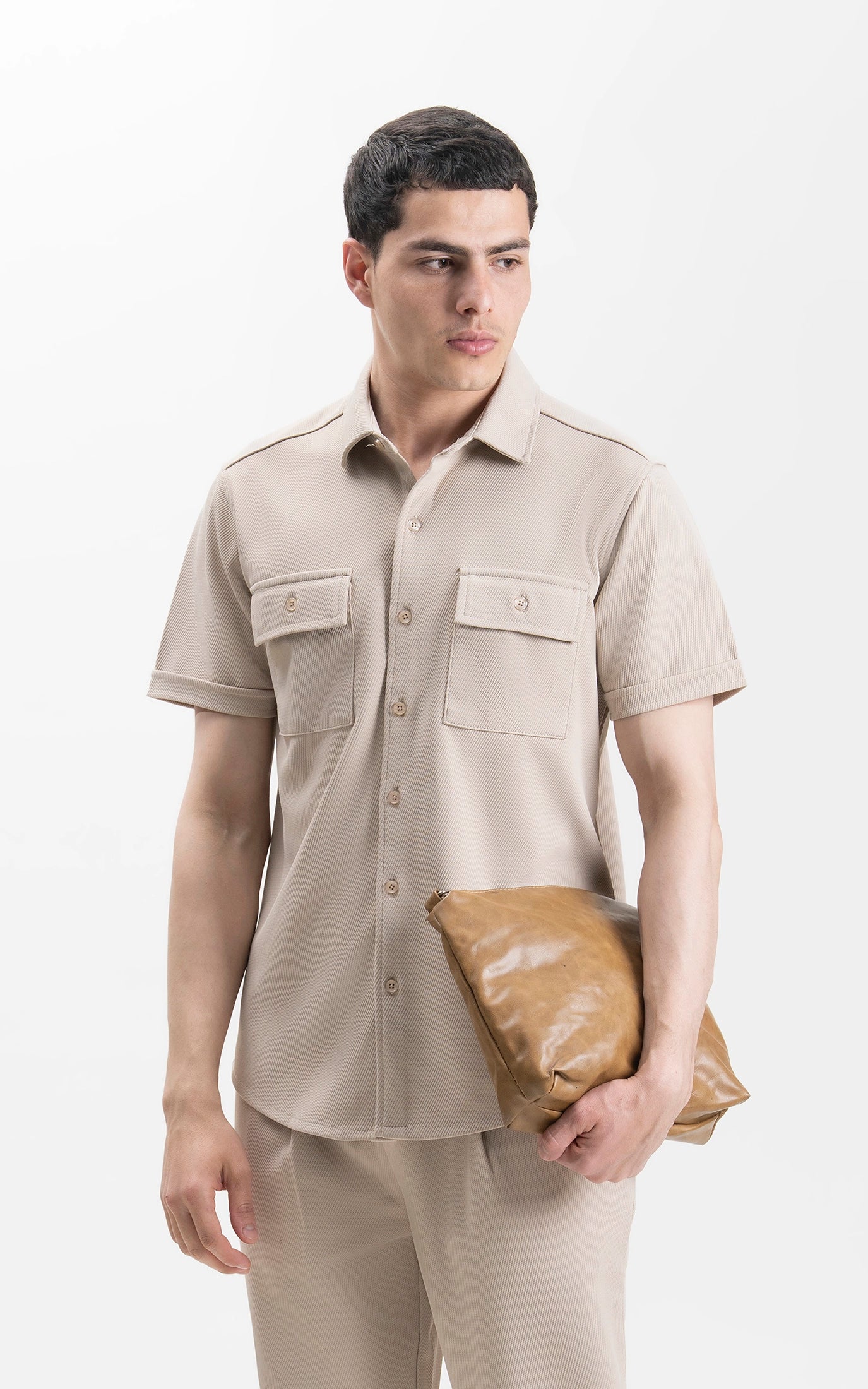 REGULAR COLLAR CASUAL SHIRT KHAKI