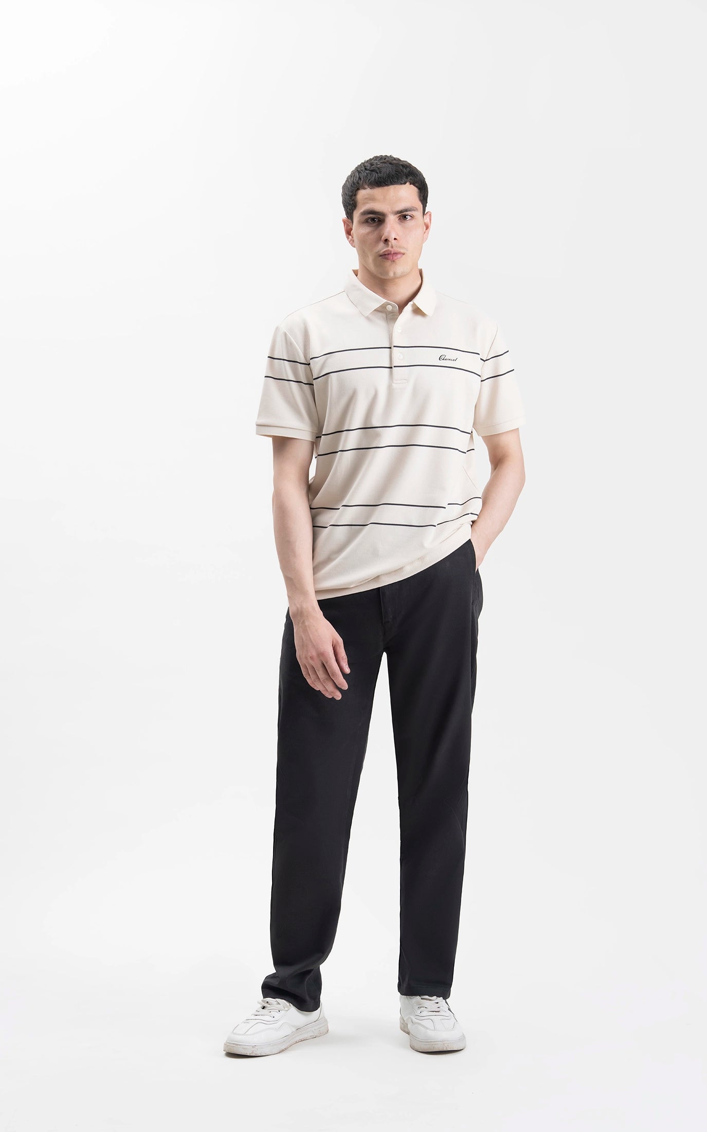 SMART FIT CLASSIC PREMIUM STRIPED POLO SHIRT BEIGE