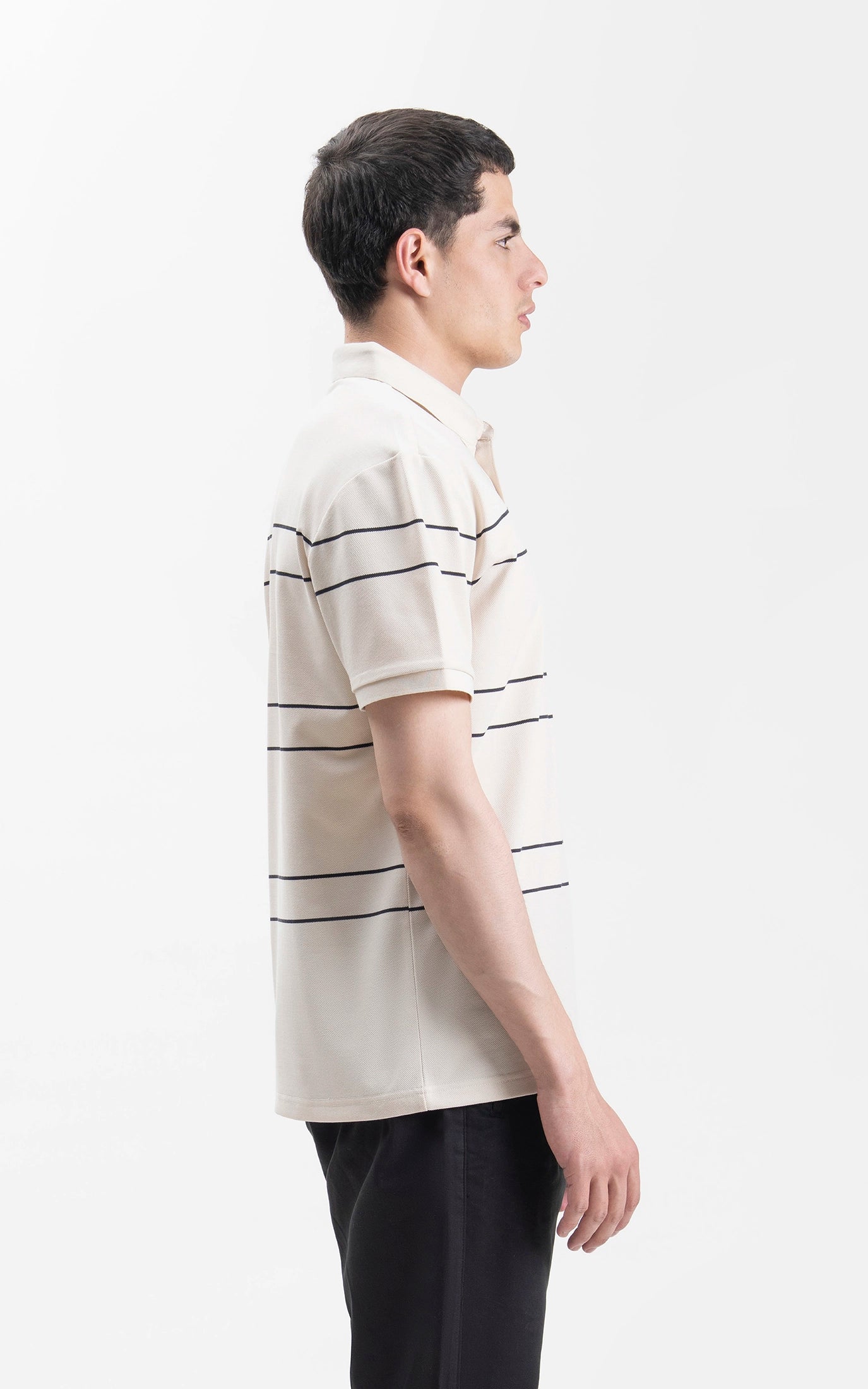 SMART FIT CLASSIC PREMIUM STRIPED POLO SHIRT BEIGE